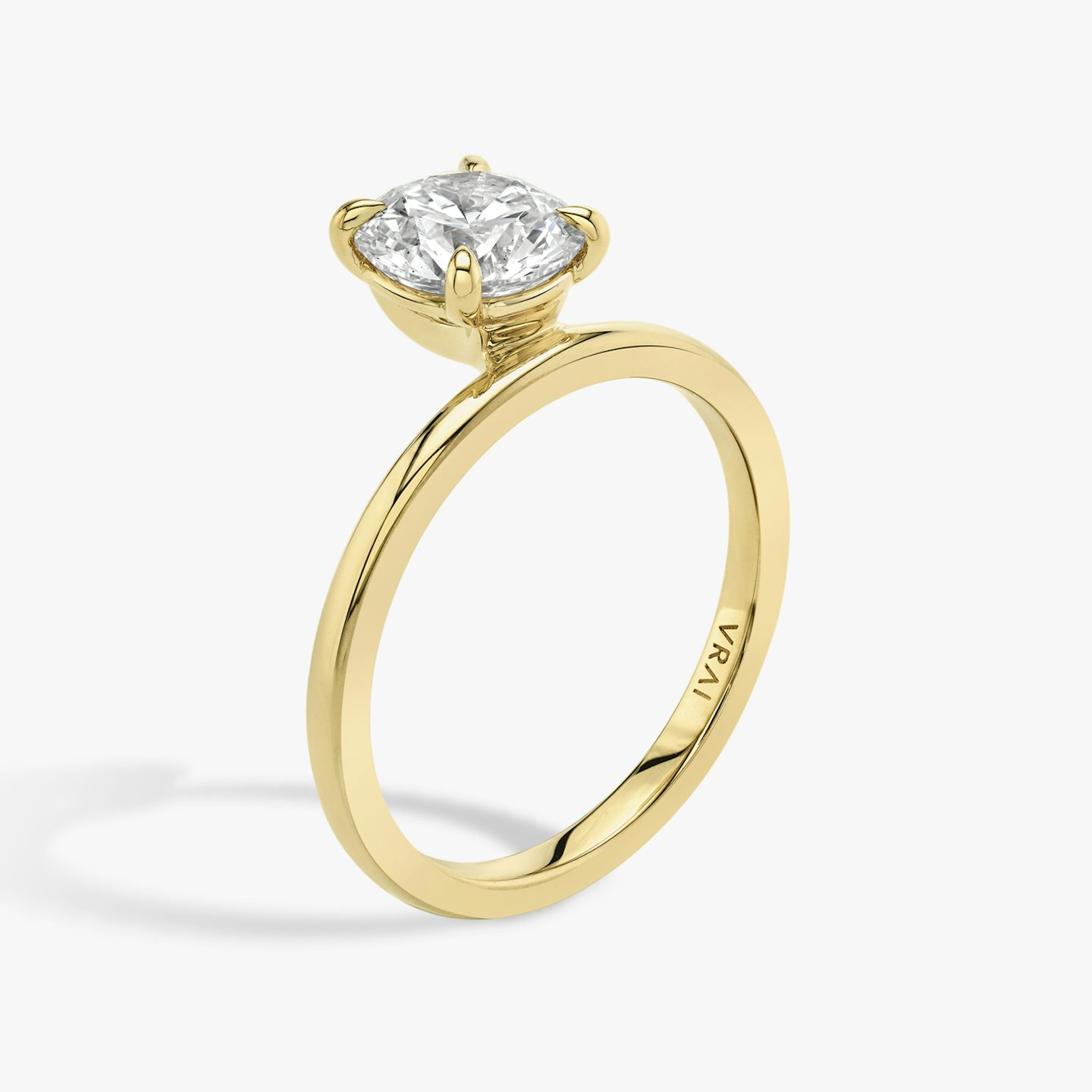 Bague de fiançailles Hover | Rond Brillant | 18k | Or jaune 18 carats | Anneau: Simple | Poids en carats: 1 | Orientation du diamant: vertical