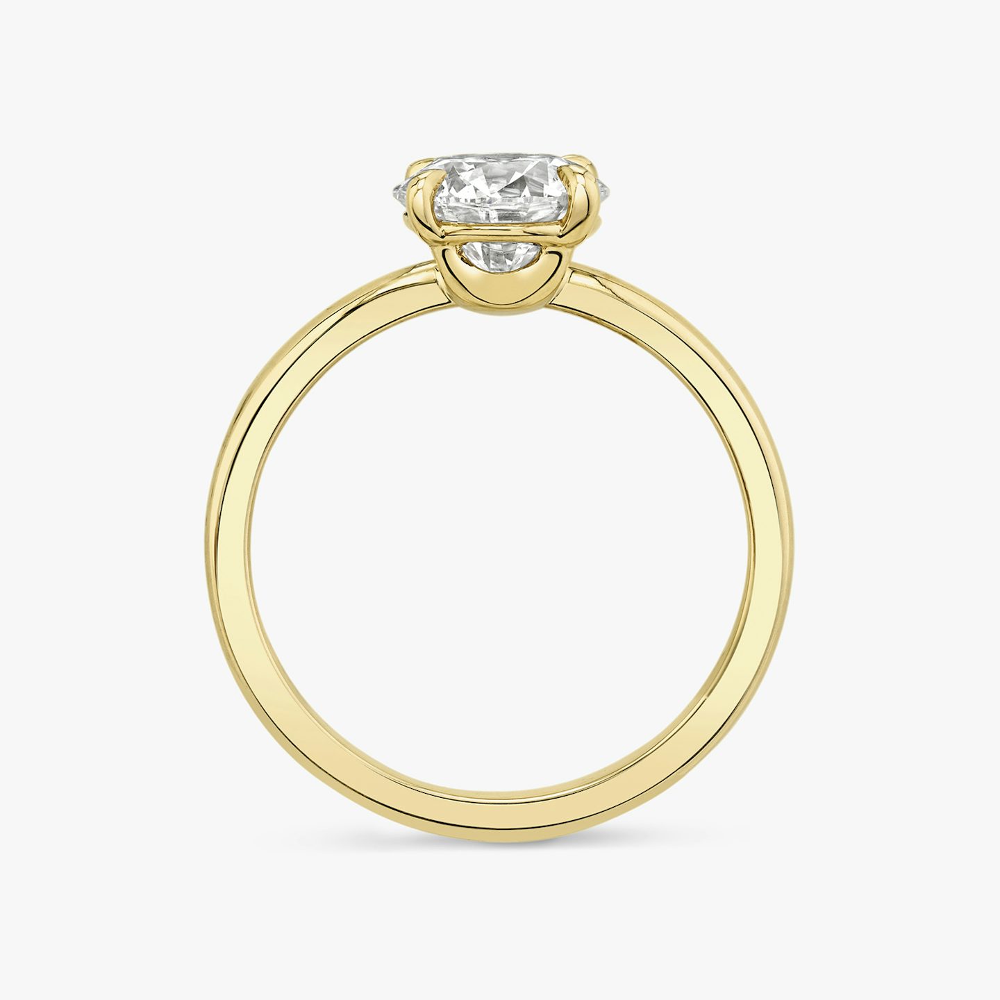 Bague de fiançailles Hover | Rond Brillant | 18k | Or jaune 18 carats | Anneau: Simple | Poids en carats: 2 | Orientation du diamant: vertical