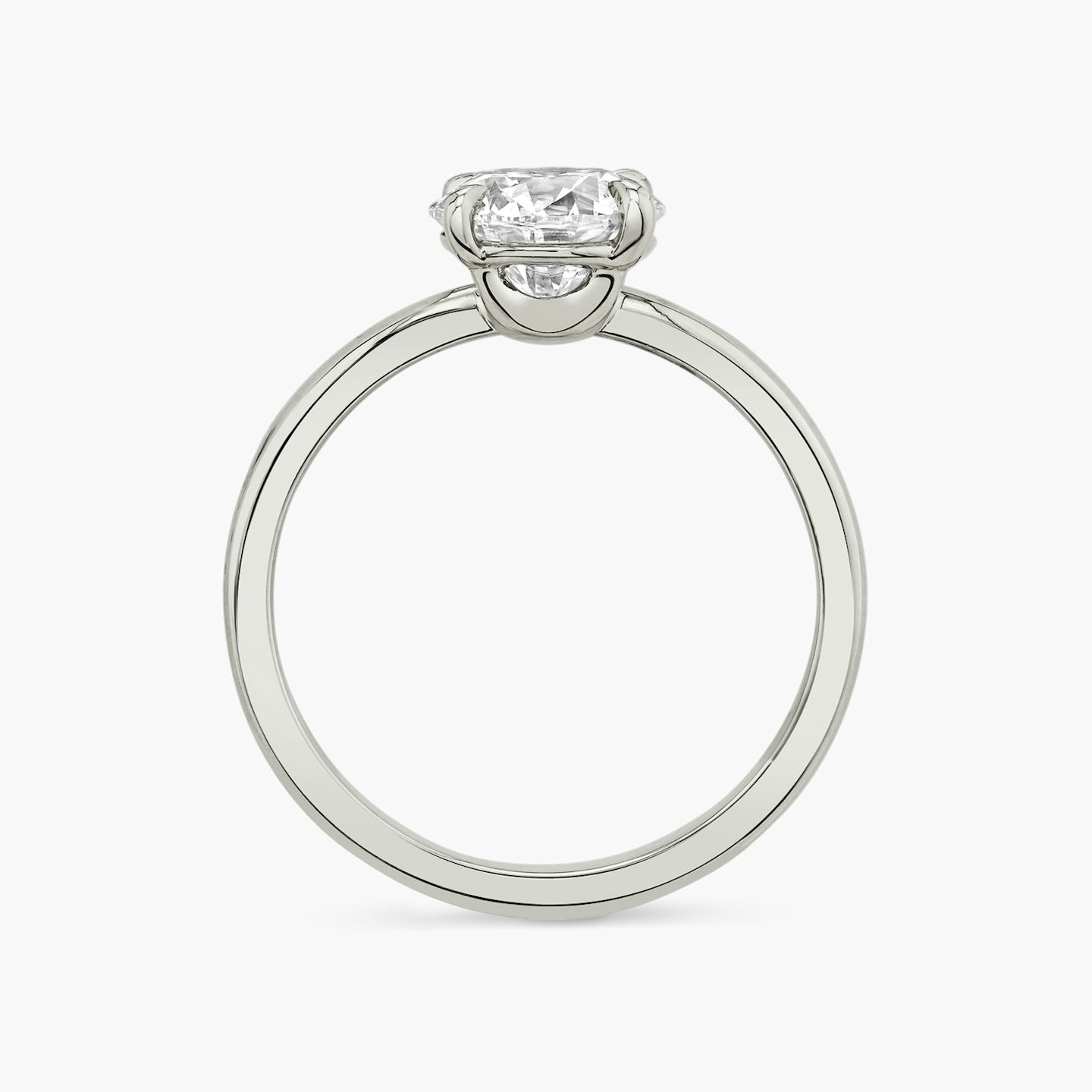 The Hover | Round Brilliant | Platinum | Band: Plain | Carat weight: See full inventory | Diamond orientation: vertical