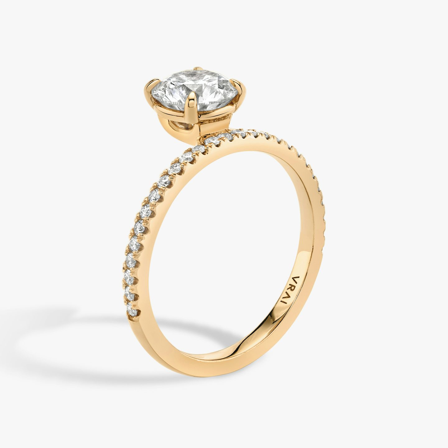 The Hover | Round Brilliant | 14k | 14k Rose Gold | Band: Pavé | Carat weight: See full inventory | Diamond orientation: vertical