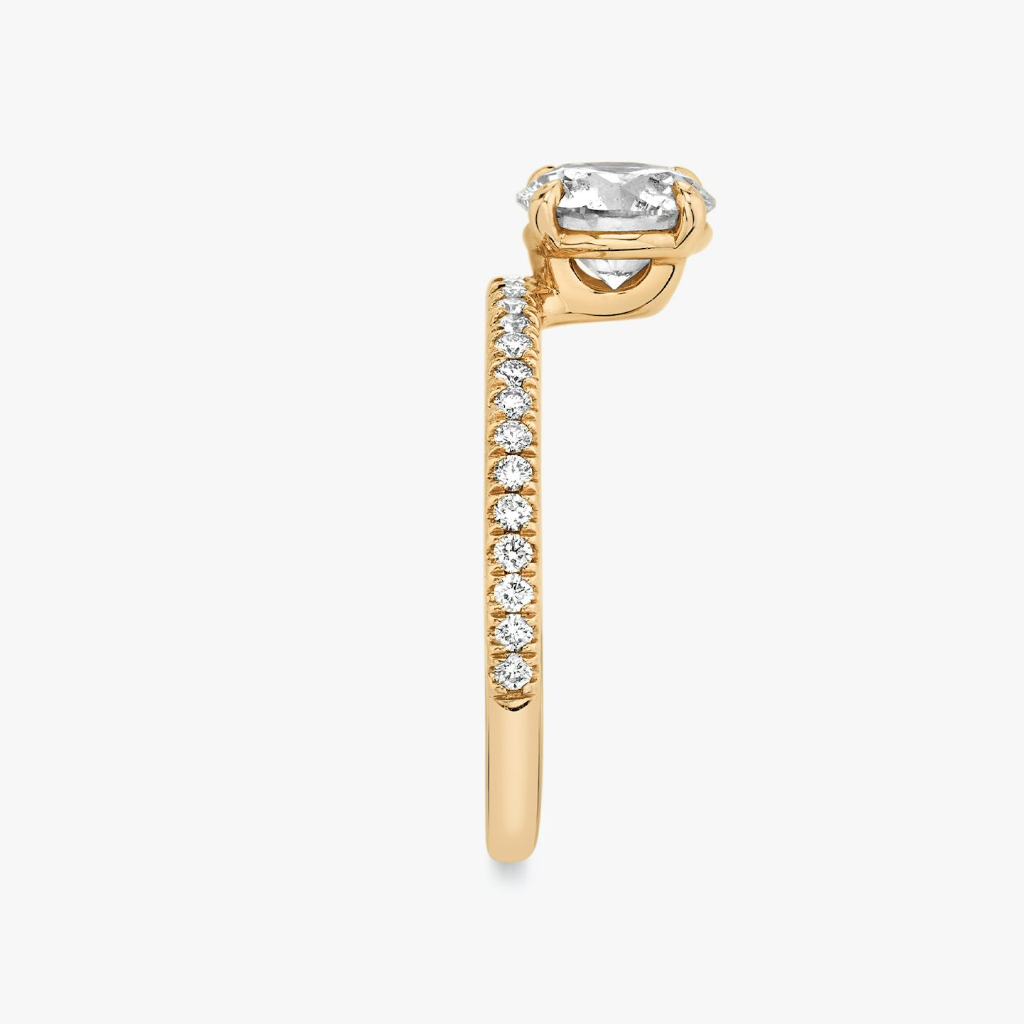 The Hover | Round Brilliant | 14k | 14k Rose Gold | Band: Pavé | Carat weight: 2 | Diamond orientation: vertical