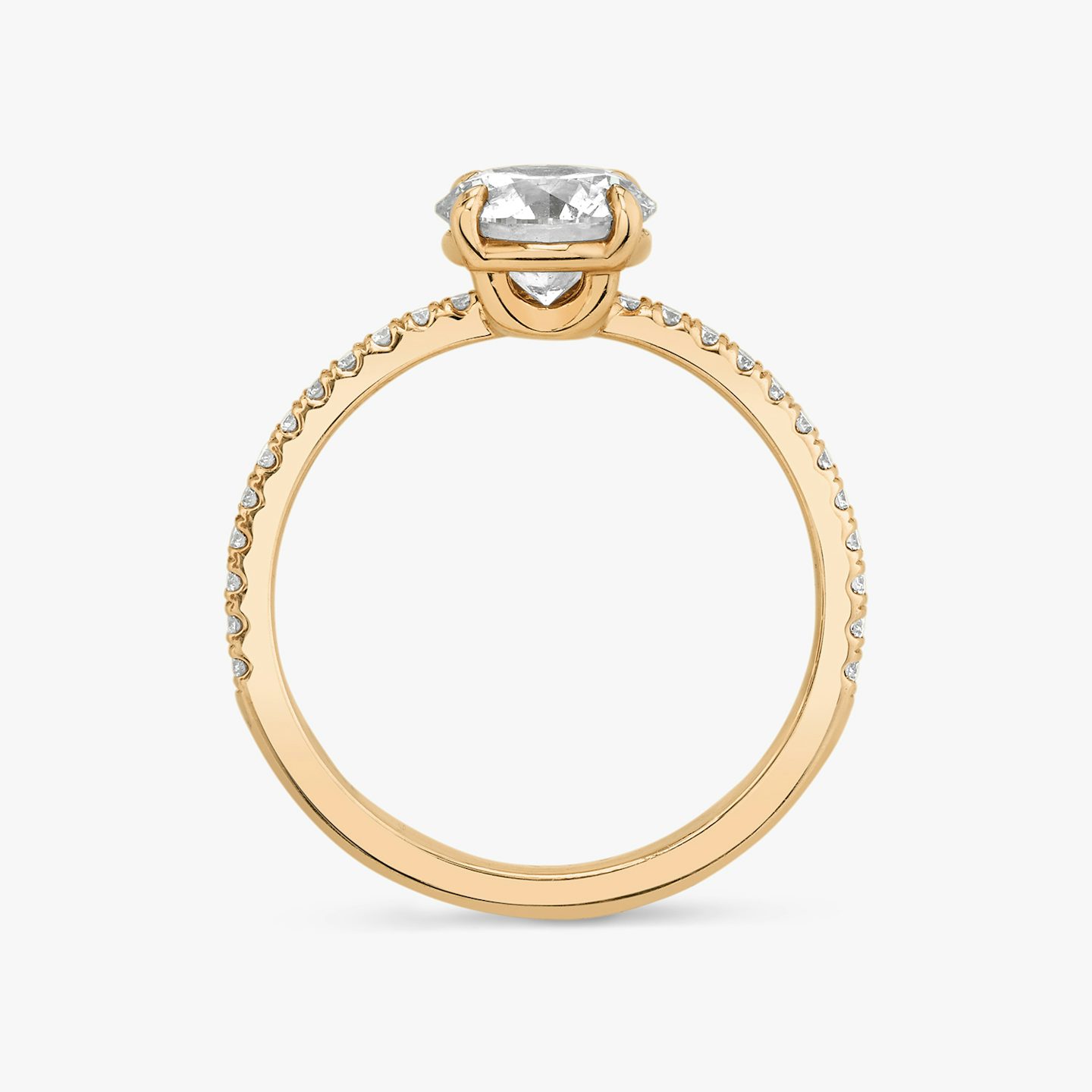 Anillo de compromiso Hover | Brillante | 14k | Oro rosa de 14 quilates | Banda: Pavé | Peso en quilates: 1 | Orientación de diamante: vertical