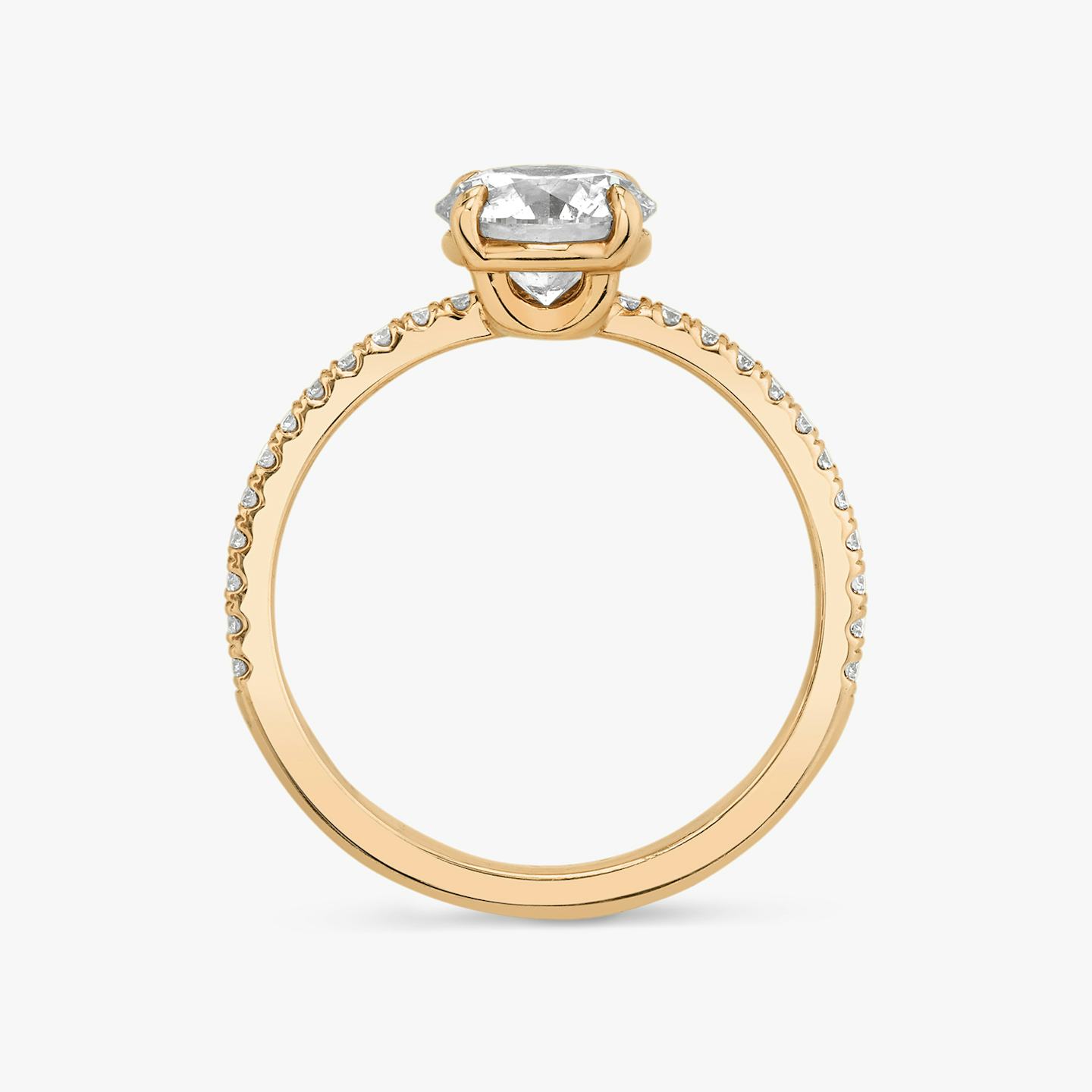 The Hover | Round Brilliant | 14k | 14k Rose Gold | Band: Pavé | Carat weight: 1 | Diamond orientation: vertical