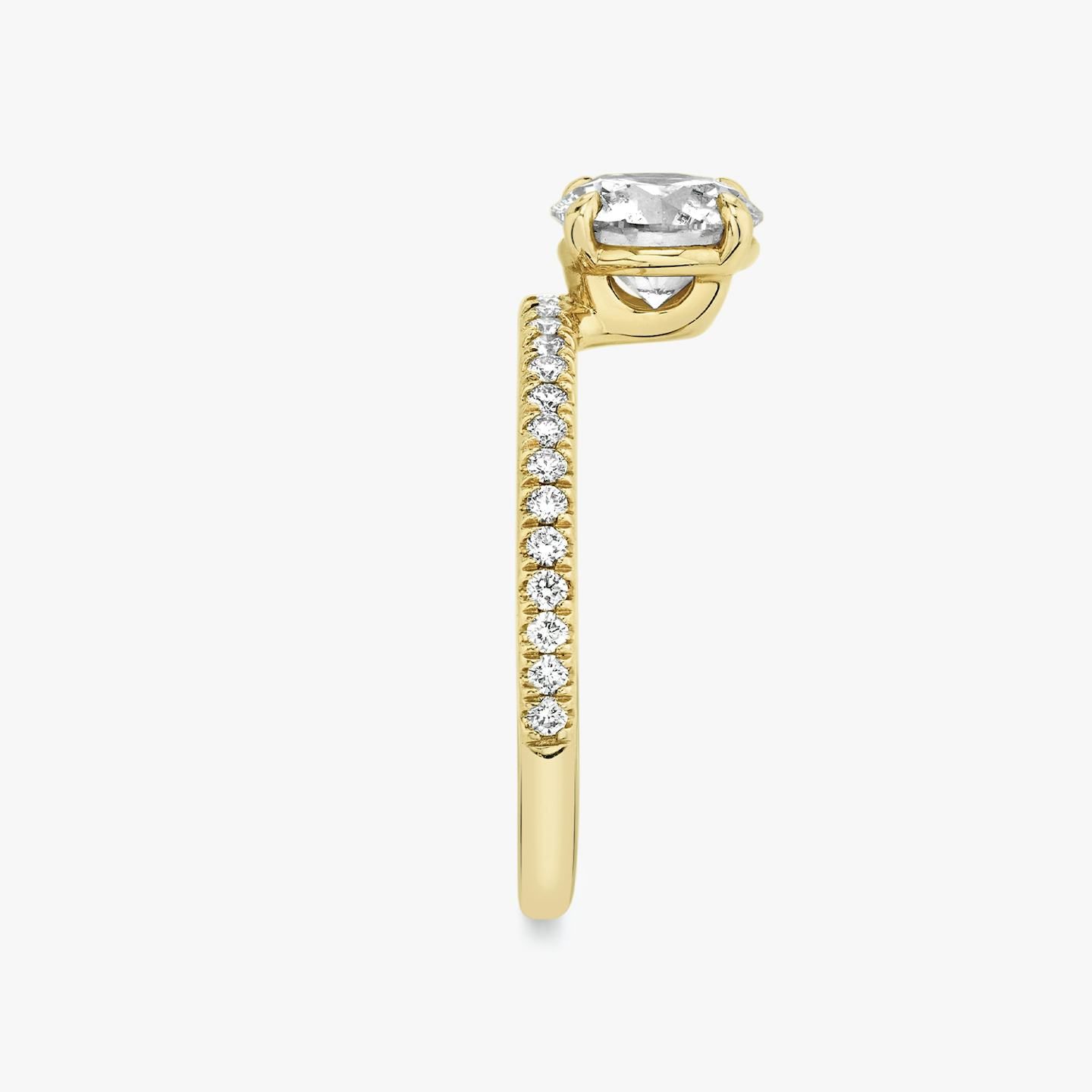 The Hover | Round Brilliant | 18k | 18k Yellow Gold | Band: Pavé | Carat weight: 1 | Diamond orientation: vertical
