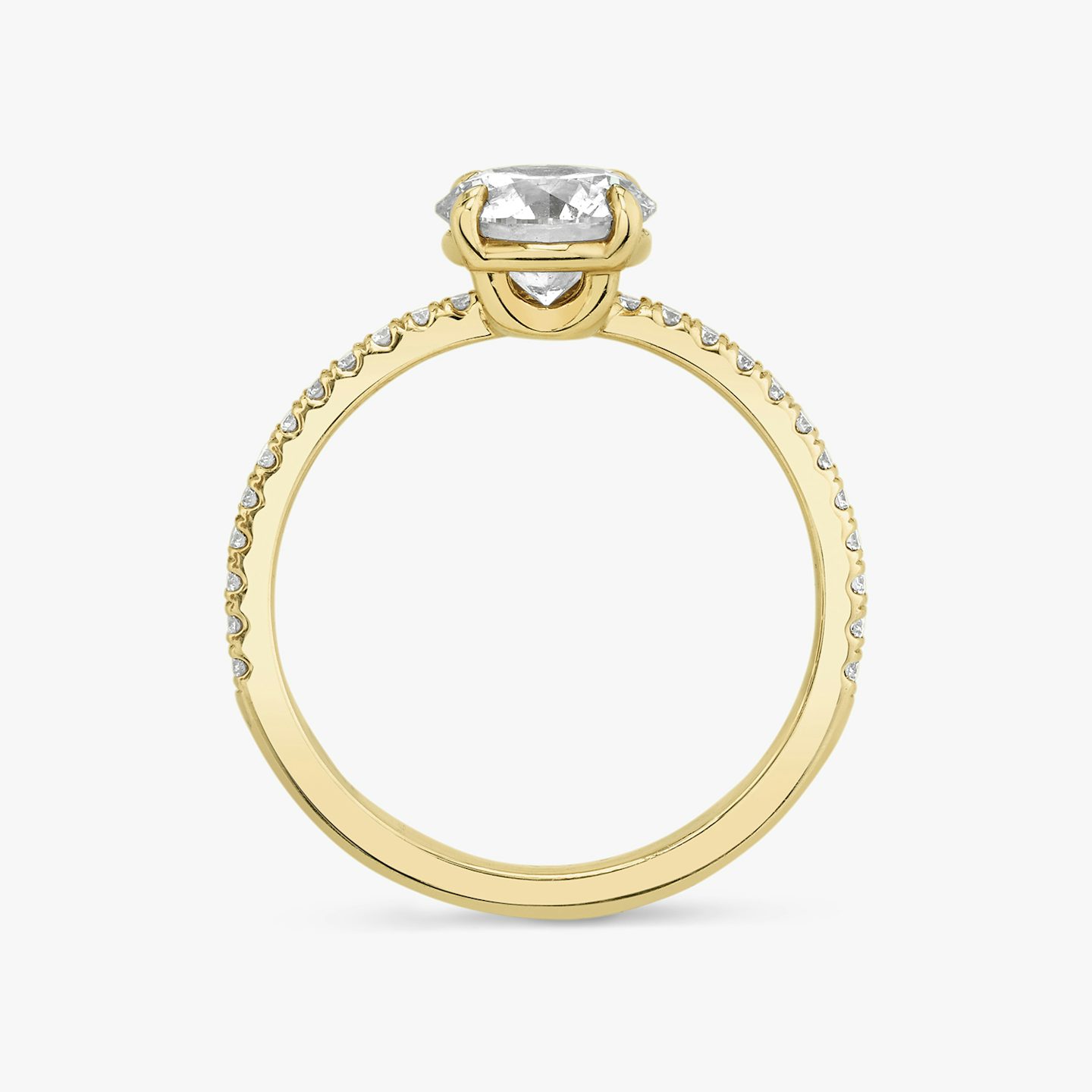 The Hover | Round Brilliant | 18k | 18k Yellow Gold | Band: Pavé | Carat weight: 1½ | Diamond orientation: vertical