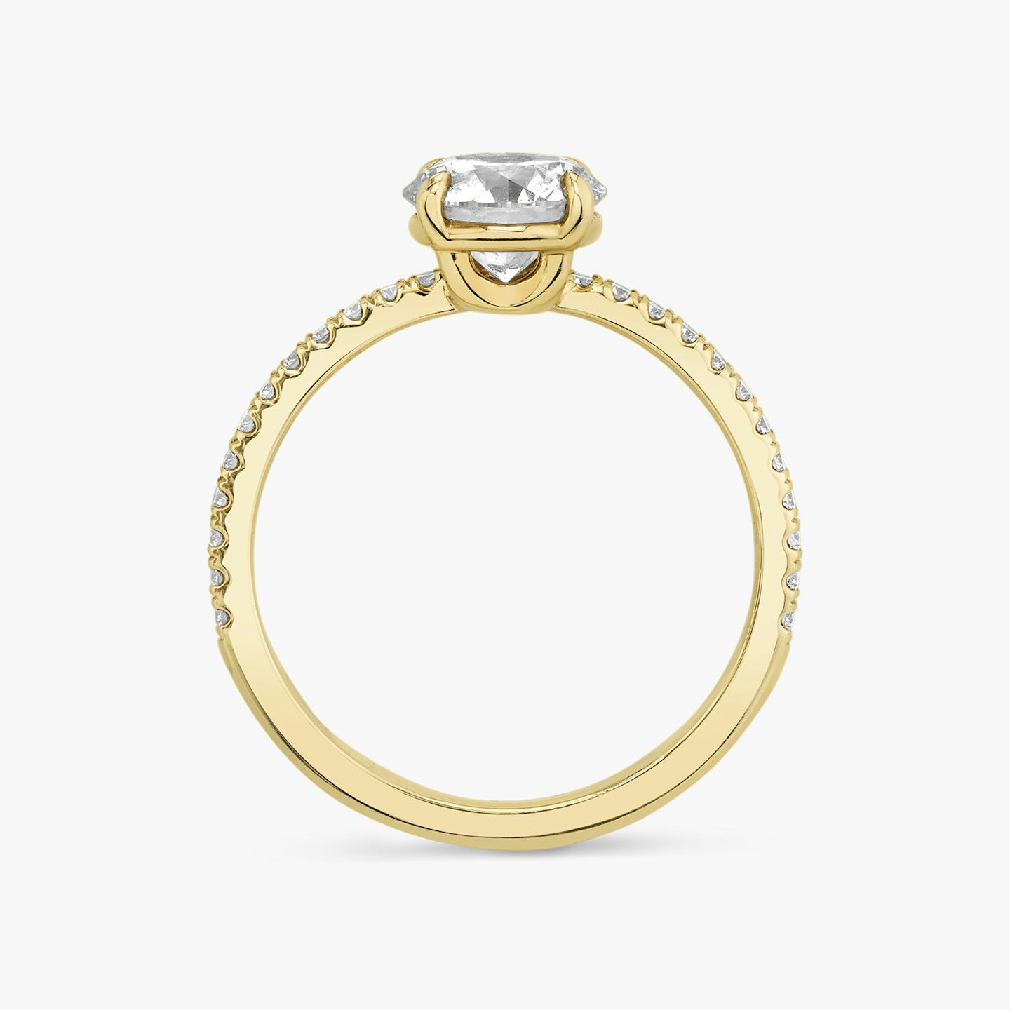 The Hover | Round Brilliant | 18k | 18k Yellow Gold | Band: Pavé | Carat weight: 1 | Diamond orientation: vertical
