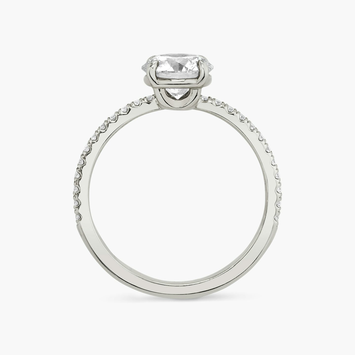 The Hover | Round Brilliant | 18k | 18k White Gold | Band: Pavé | Carat weight: 1½ | Diamond orientation: vertical