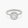 Signature halo round brilliant platinum engagement ring