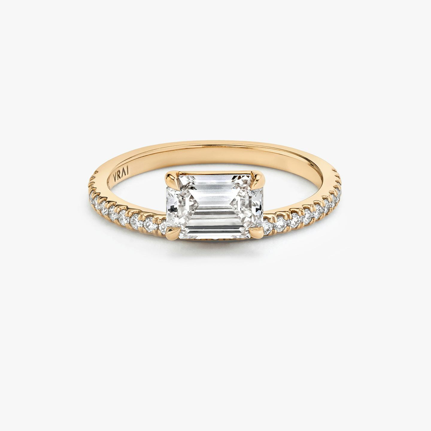 The Hover | Emerald | 14k | 14k Rose Gold | Band: Pavé | Diamond orientation: vertical | Carat weight: See full inventory