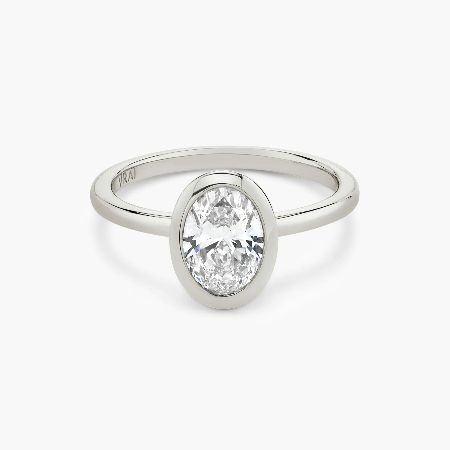 The Signature Bezel Oval Engagement Ring | 18k White Gold