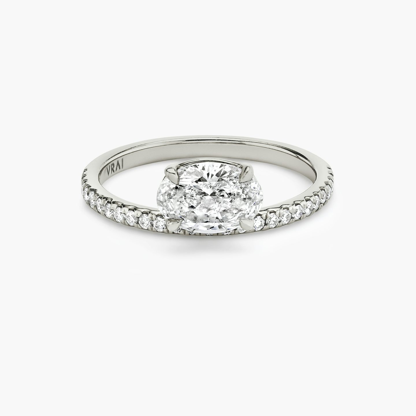 The Hover | Oval | 18k | 18k White Gold | Band: Pavé | Diamond orientation: vertical | Carat weight: See full inventory