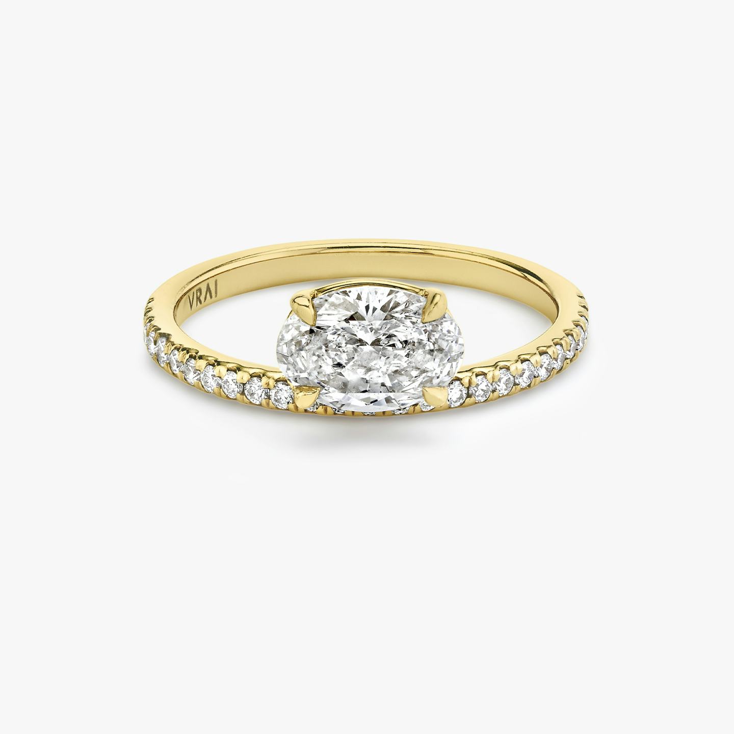 The Hover | Oval | 18k | 18k Yellow Gold | Band: Pavé | Diamond orientation: vertical | Carat weight: See full inventory