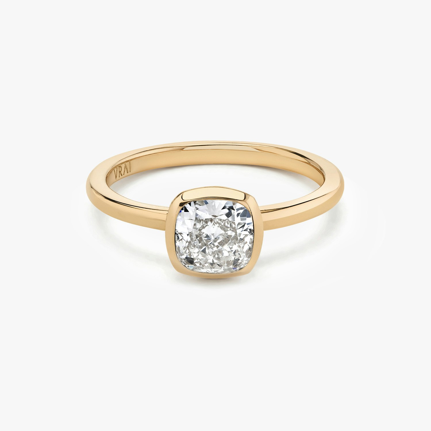 Signature Bezel Cushion Engagement Ring | 14k Rose Gold