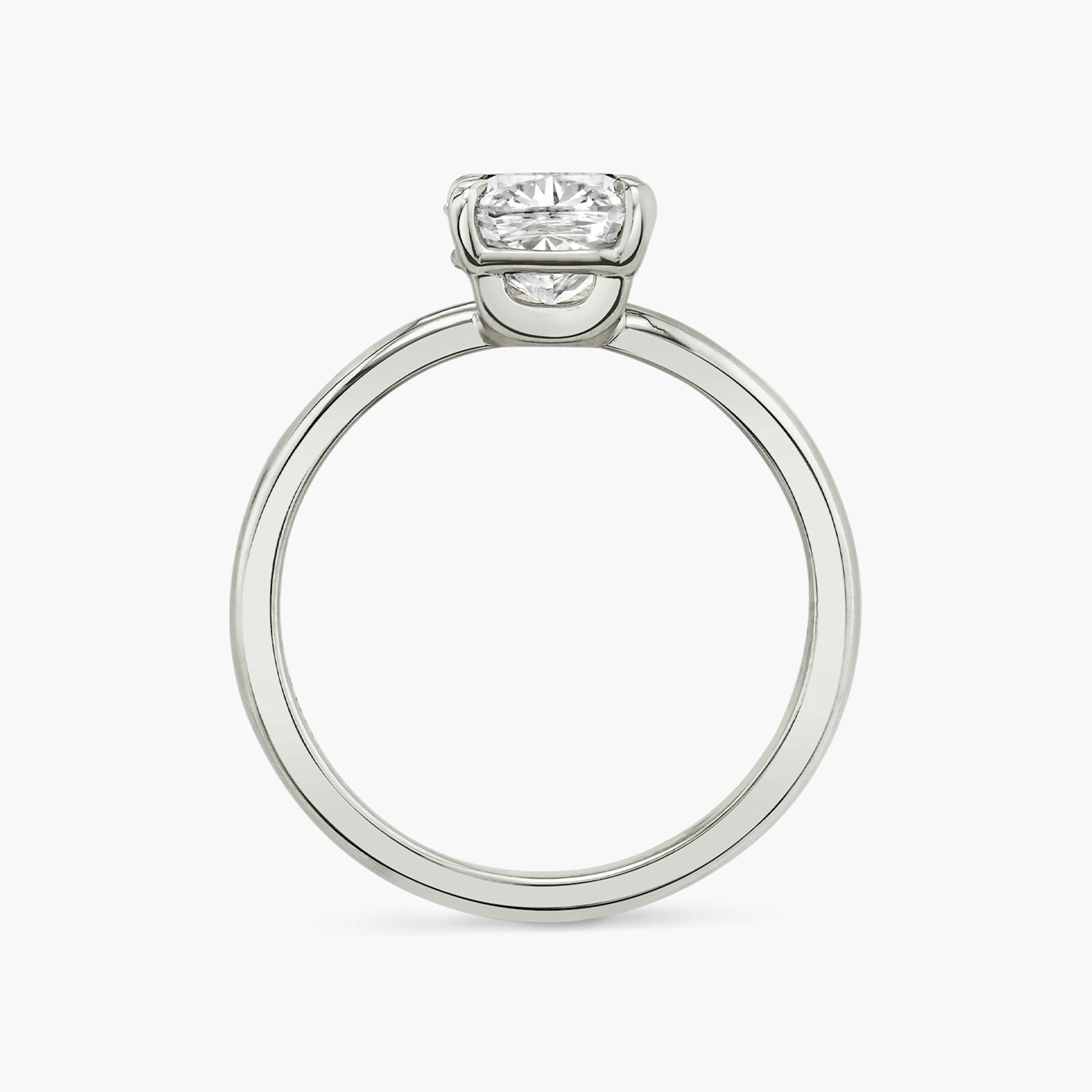 The Hover | Pavé Cushion | Platinum | Band: Plain | Diamond orientation: vertical | Carat weight: See full inventory