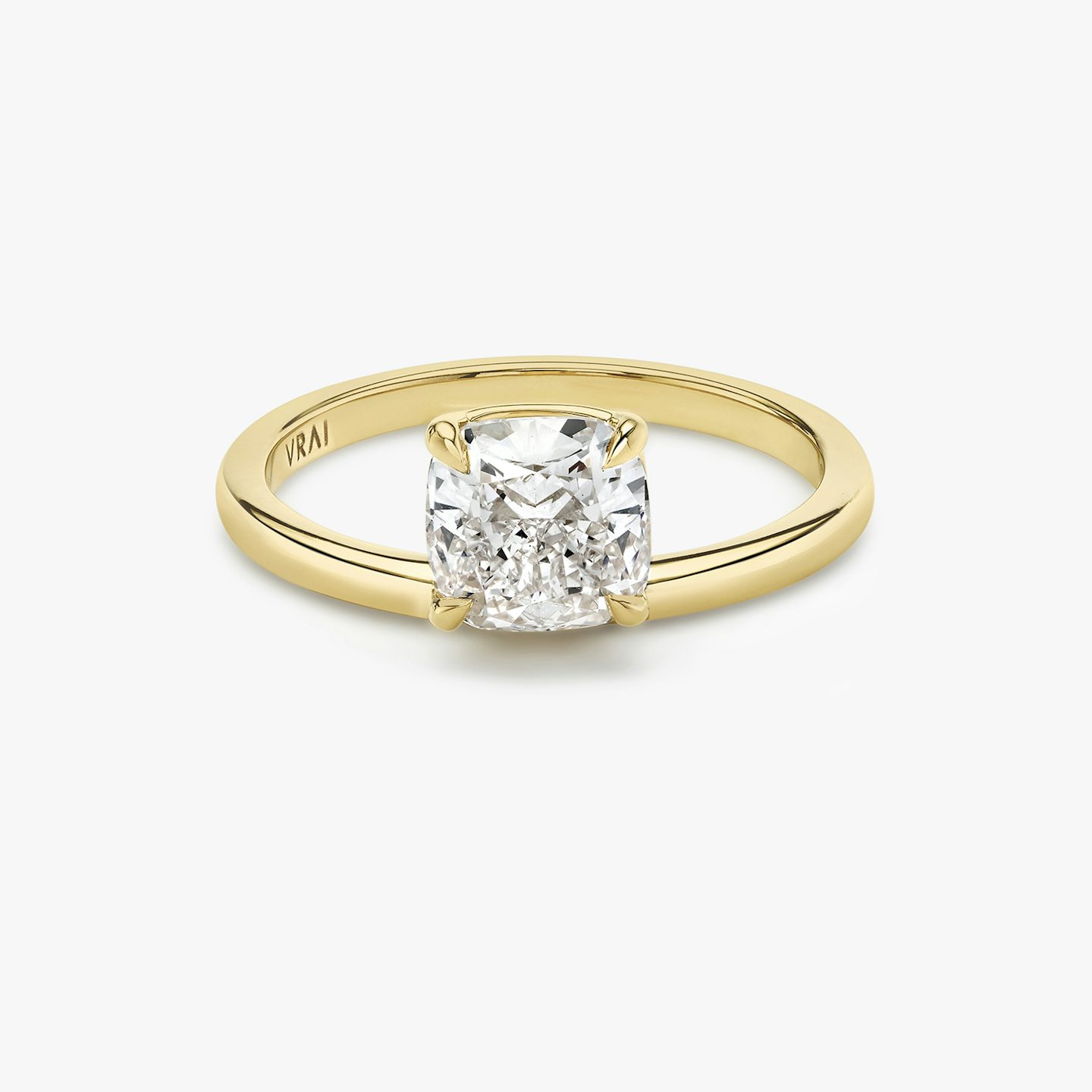 The Hover | Pavé Cushion | 18k | 18k Yellow Gold | Band: Plain | Diamond orientation: vertical | Carat weight: See full inventory