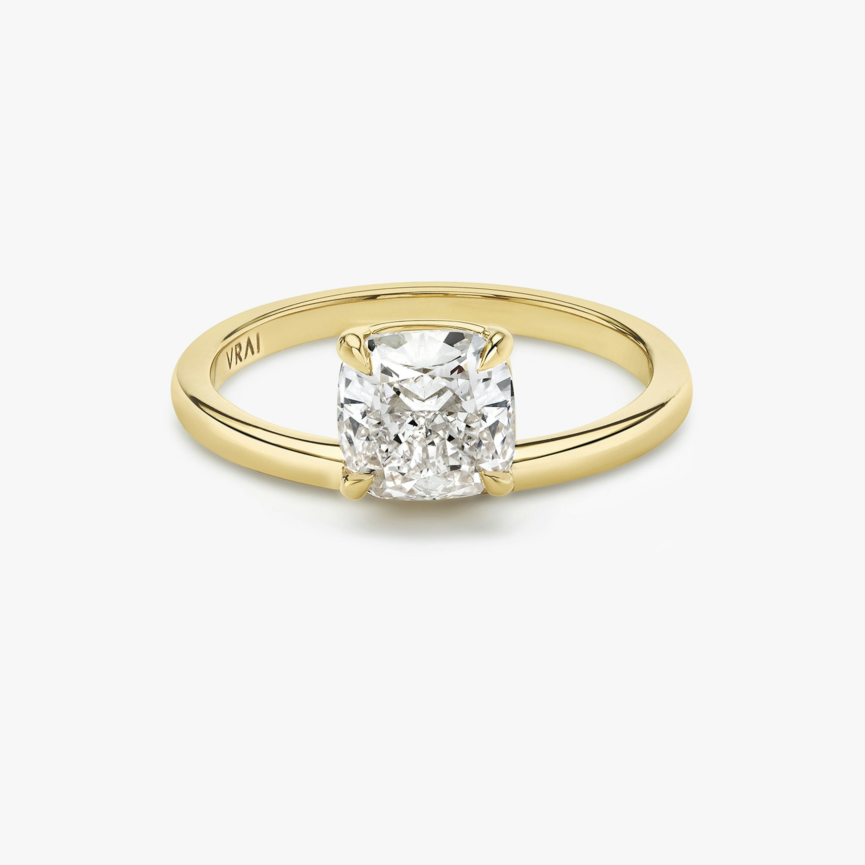 The Hover | Pavé Cushion | 18k | 18k Yellow Gold | Band: Plain | Diamond orientation: vertical | Carat weight: See full inventory