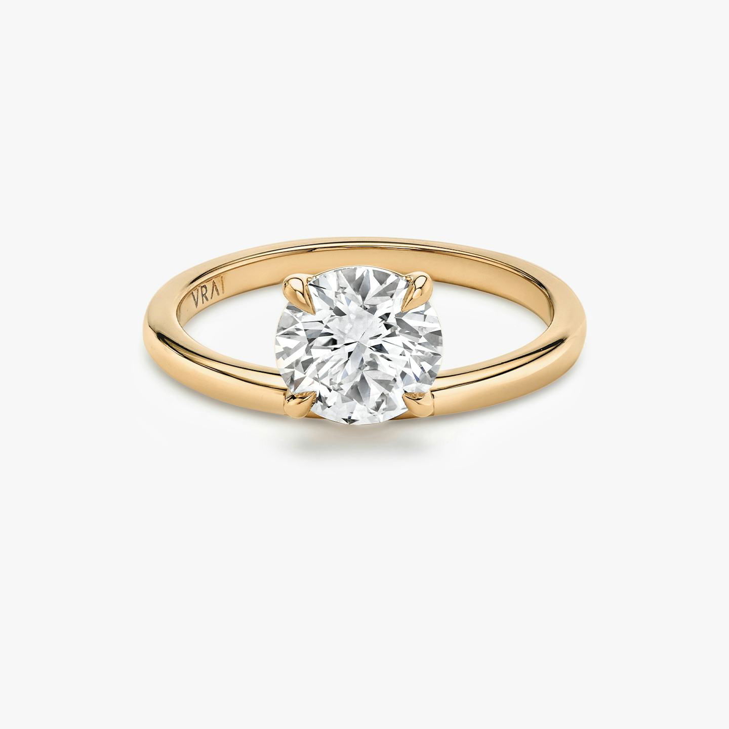 The Hover | Round Brilliant | 14k | 14k Rose Gold | Band: Plain | Carat weight: 2 | Diamond orientation: vertical