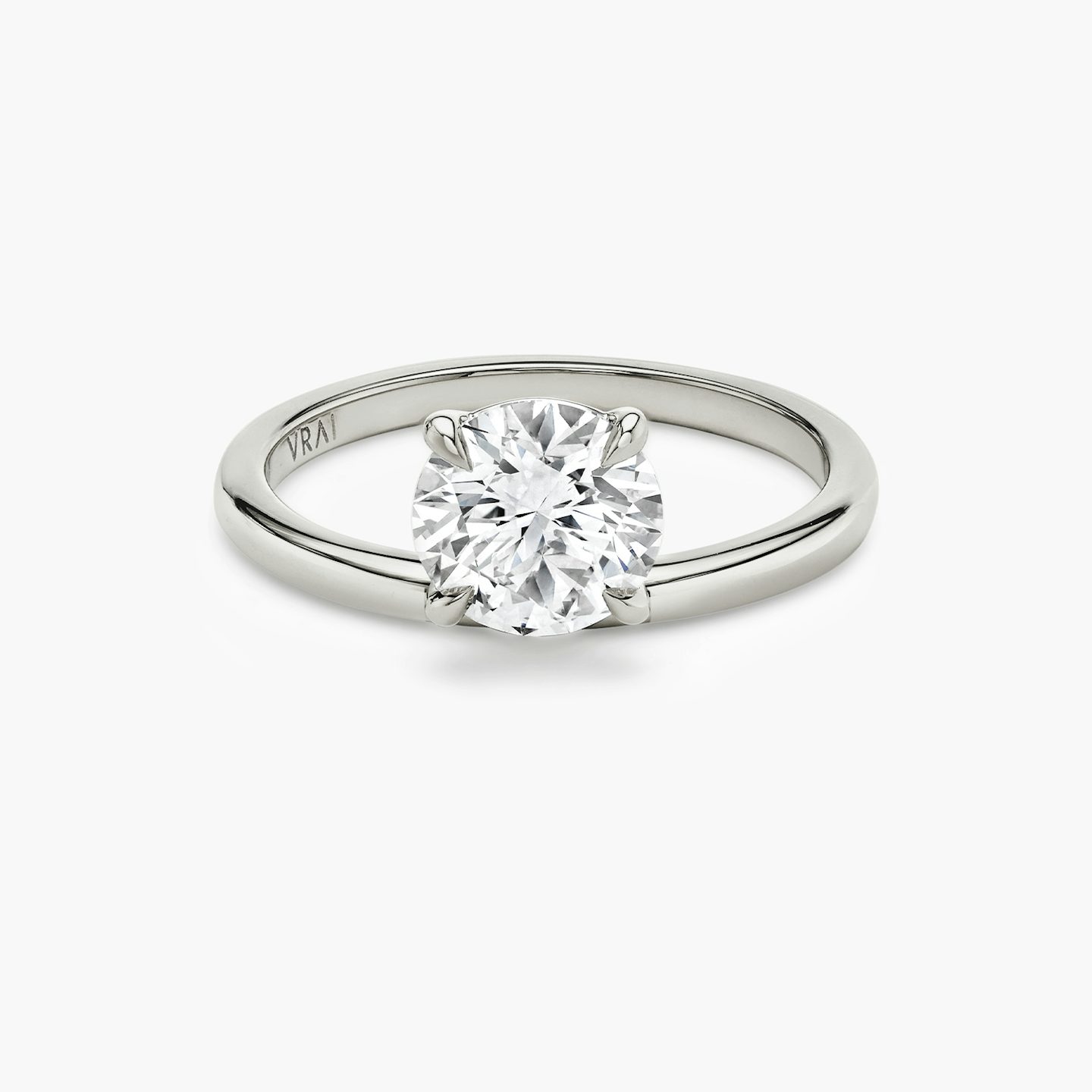 Bague de fiançailles Hover | Rond Brillant | 18k | Or blanc 18 carats | Anneau: Simple | Poids en carats: 2 | Orientation du diamant: vertical