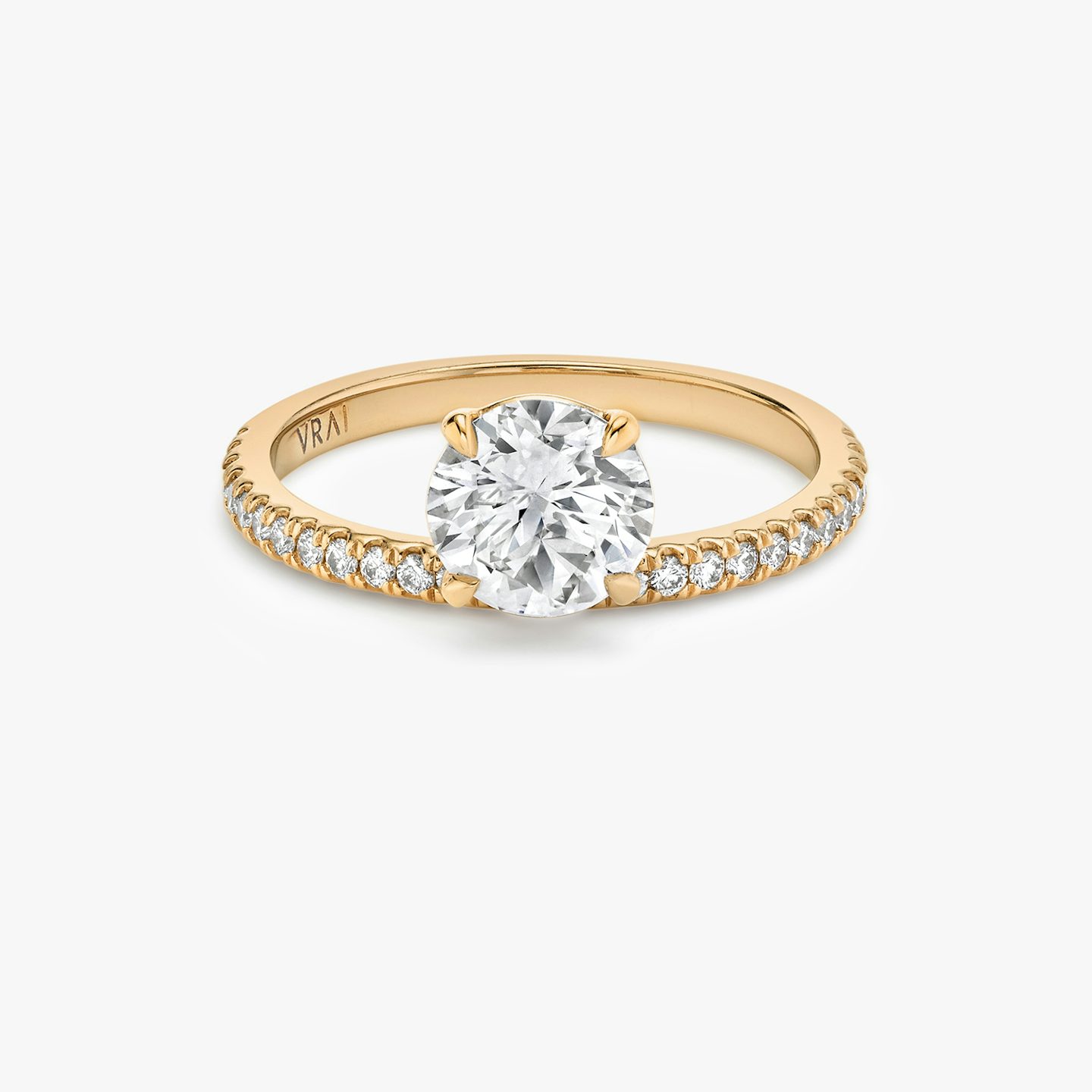 The Hover | Round Brilliant | 14k | 14k Rose Gold | Band: Pavé | Carat weight: 1½ | Diamond orientation: vertical