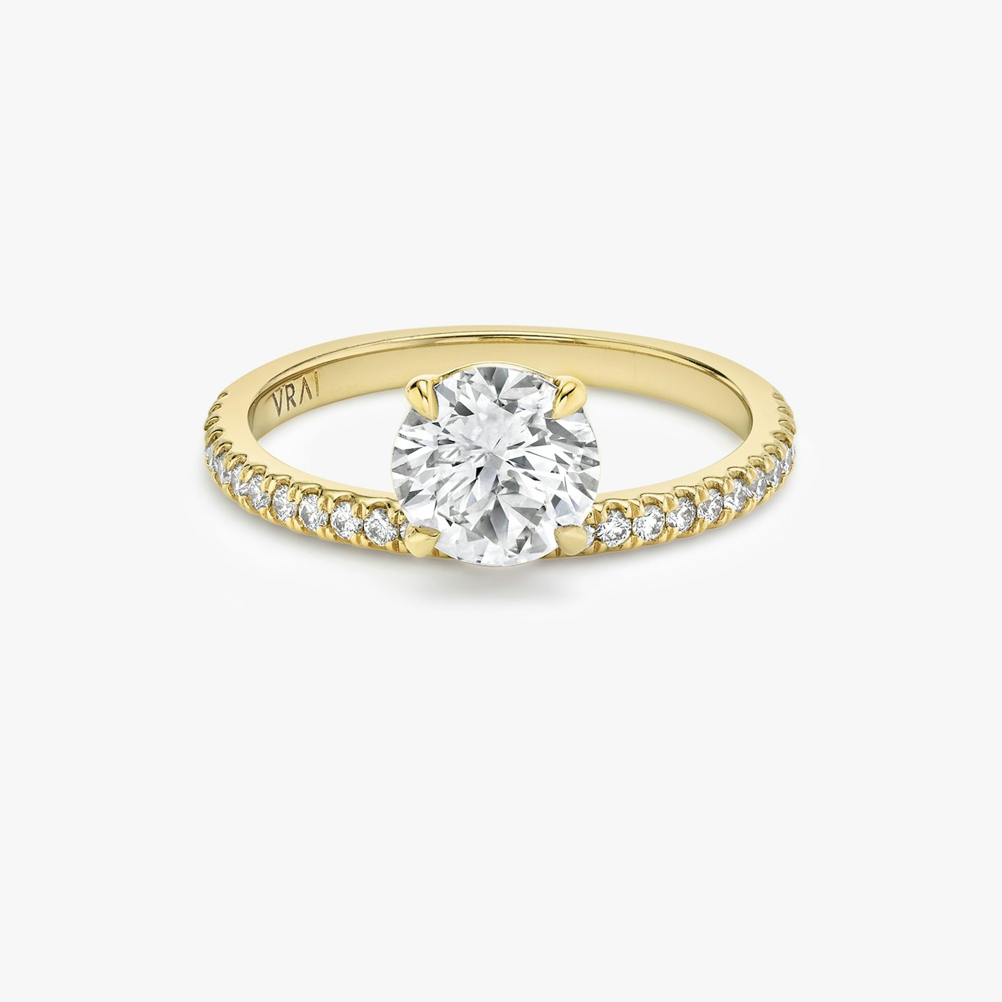 The Hover | Round Brilliant | 18k | 18k Yellow Gold | Band: Pavé | Carat weight: 1½ | Diamond orientation: vertical