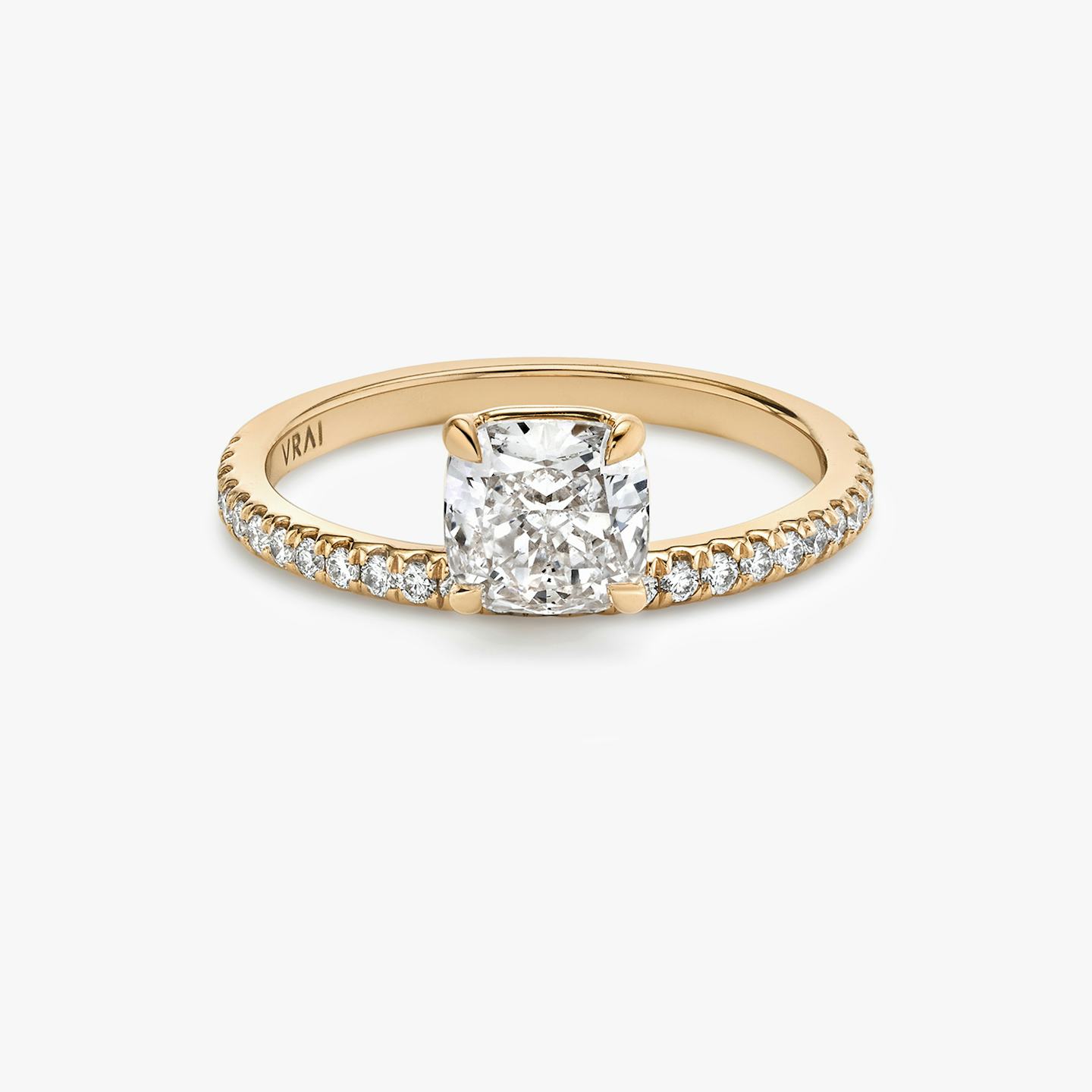 Rose gold Hover engagement ring with Cushion cut diamond