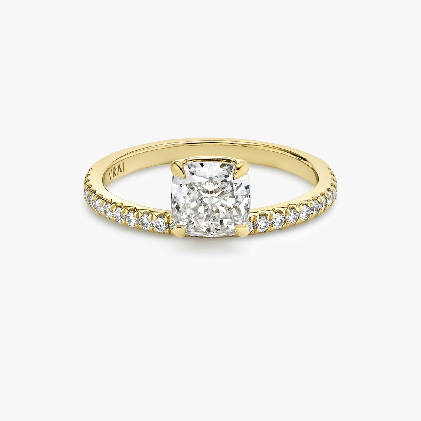 The Hover | Pavé Cushion | 18k | 18k Yellow Gold | Band: Pavé | Diamond orientation: vertical | Carat weight: See full inventory