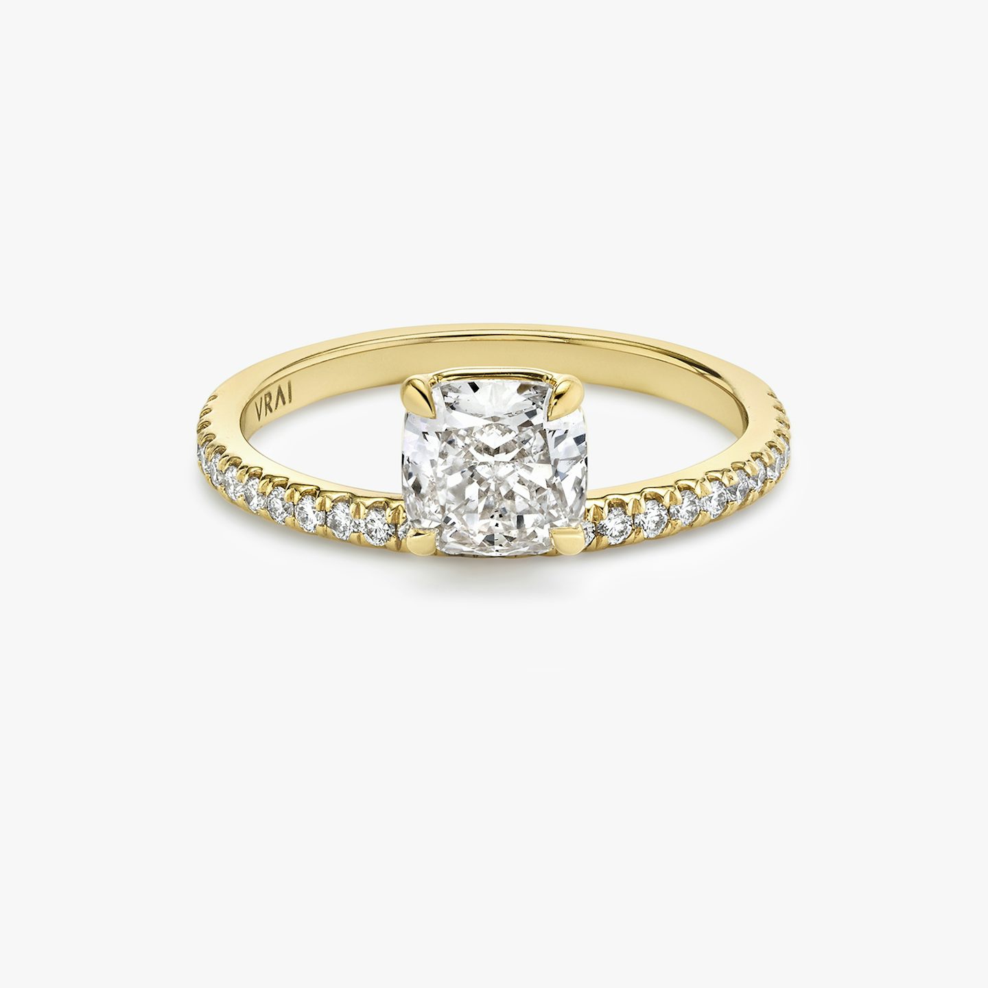 Hover | cushion | 18k | yellow-gold | bandAccent: pave | diamondOrientation: vertical | caratWeight: other