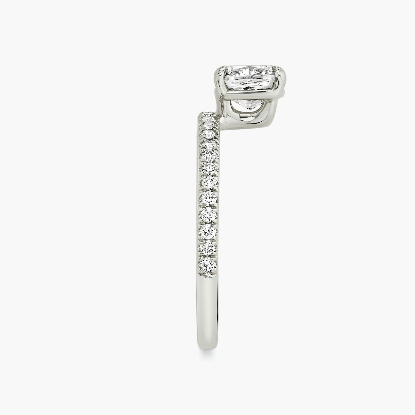 The Hover | Pavé Cushion | Platinum | Band: Pavé | Diamond orientation: vertical | Carat weight: See full inventory