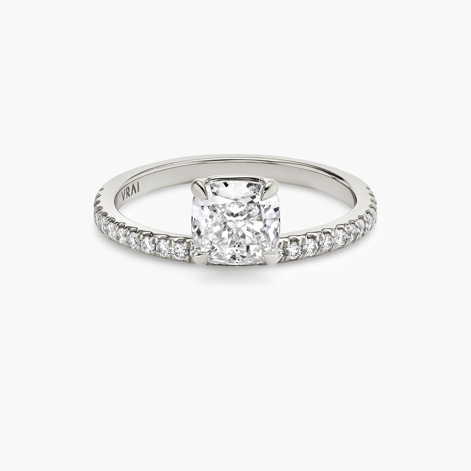 Hover Cushion Engagement Ring | 18k White Gold