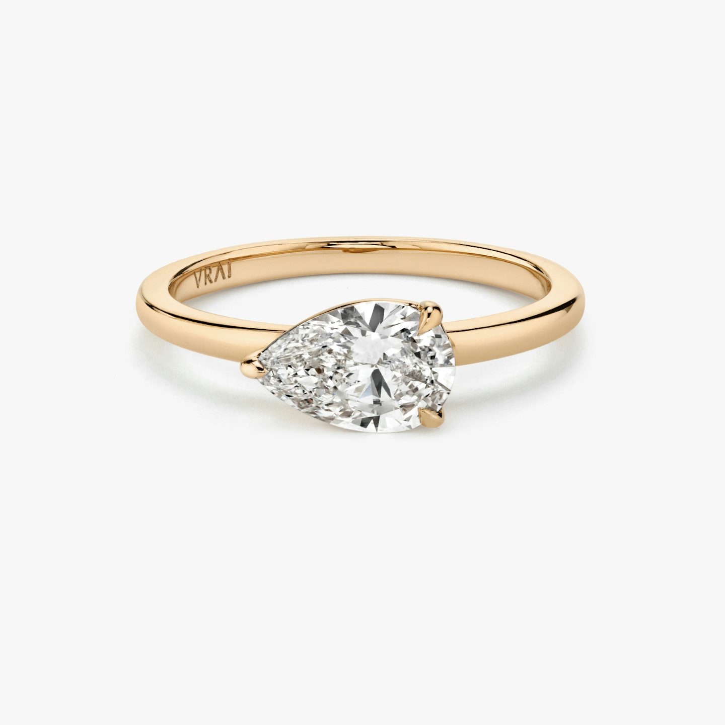 The Signature | Pear | 14k | 14k Rose Gold | Band: Plain | Band width: Standard | Diamond orientation: Horizontal | Setting style: Plain | Carat weight: See full inventory