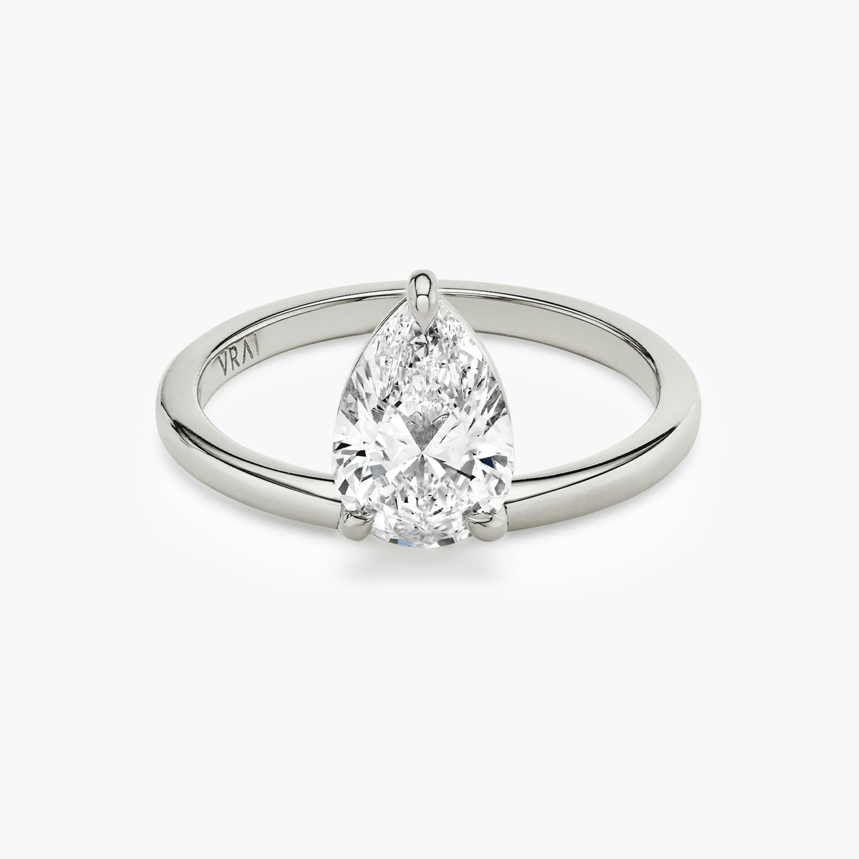 The Hover | Pear | Platinum | Band: Plain | Diamond orientation: vertical | Carat weight: See full inventory