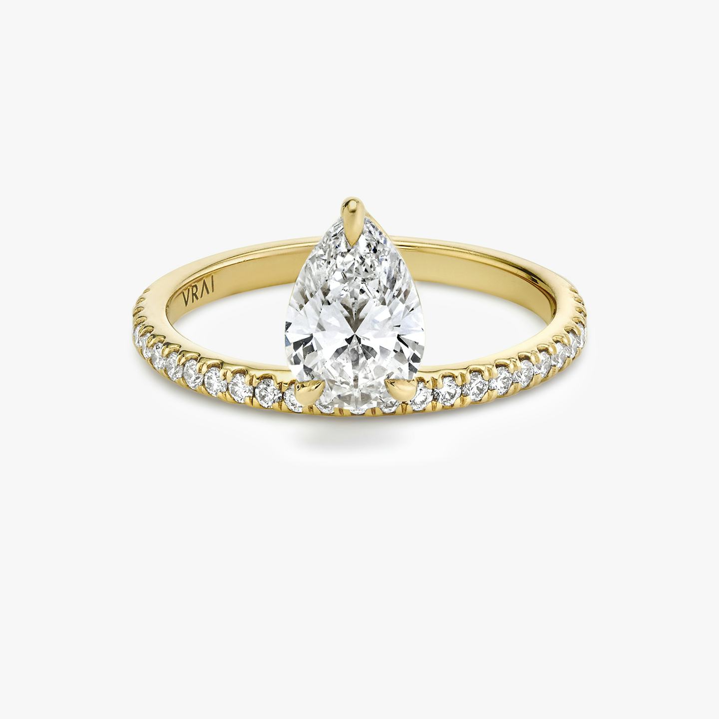The Hover | Pear | 18k | 18k Yellow Gold | Band: Pavé | Diamond orientation: vertical | Carat weight: See full inventory