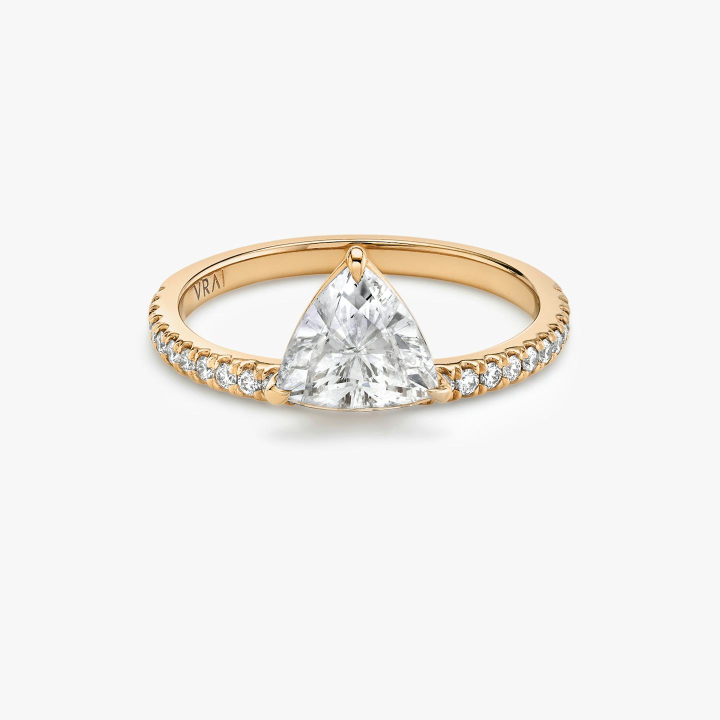 The Hover | Trillion | 14k | 14k Rose Gold | Band: Pavé | Diamond orientation: vertical | Carat weight: See full inventory