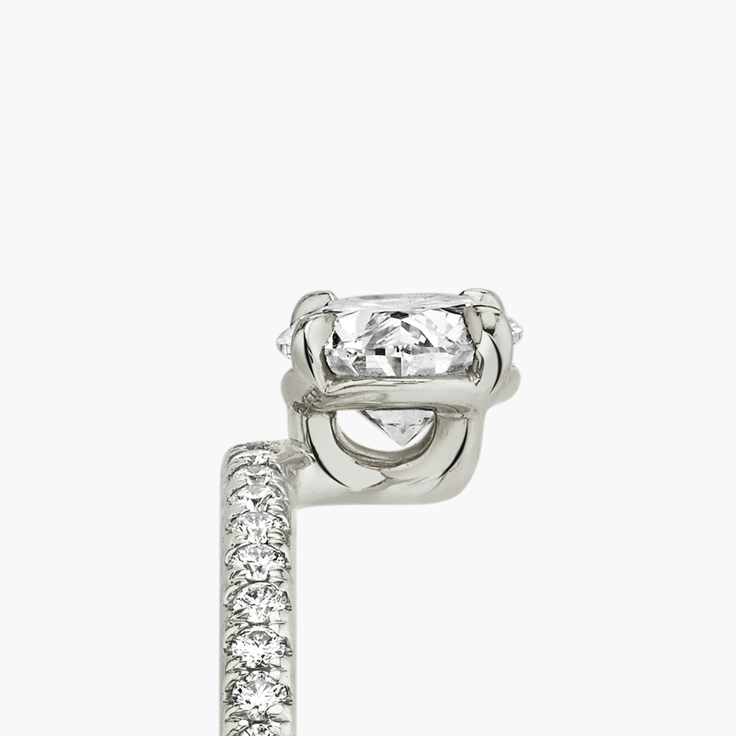 The Hover | Pavé Cushion | Platinum | Band: Pavé | Diamond orientation: vertical | Carat weight: See full inventory