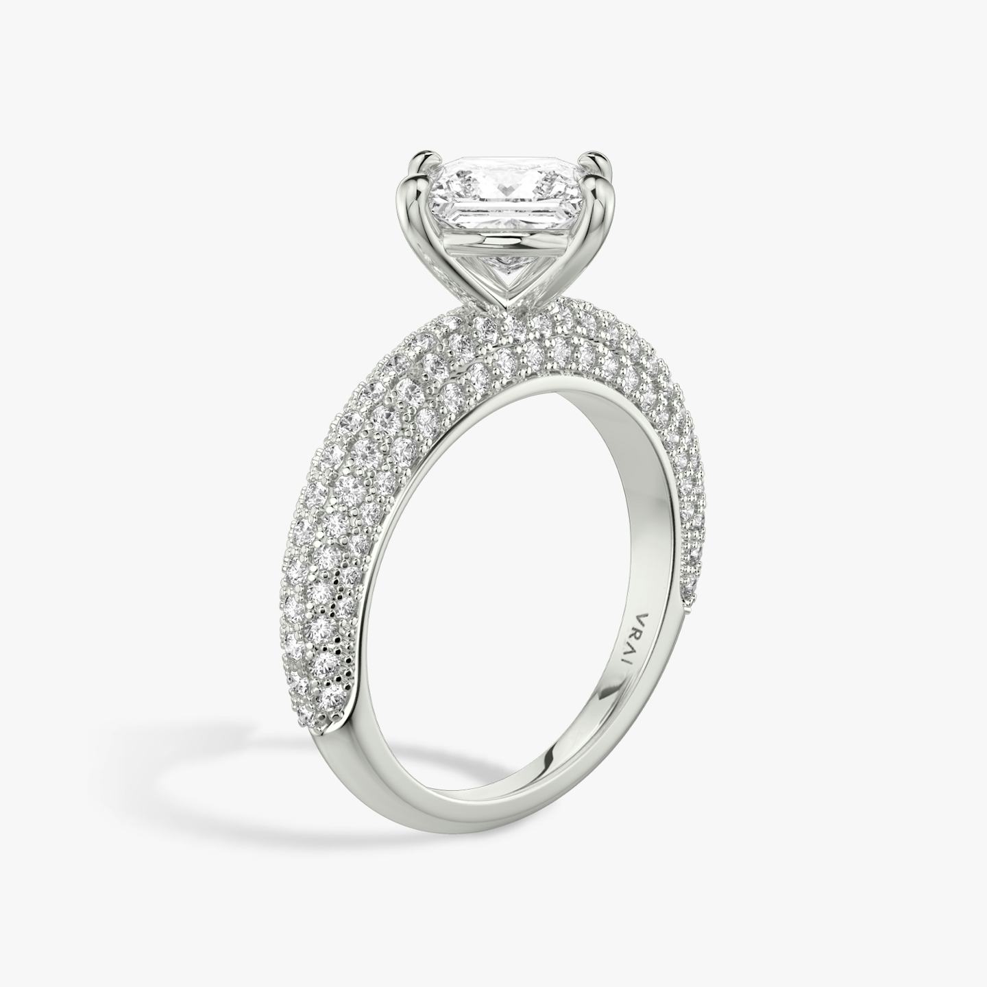 The Curator | Princess | 18k | 18k White Gold | Band: Pavé | Diamond orientation: vertical | Carat weight: See full inventory
