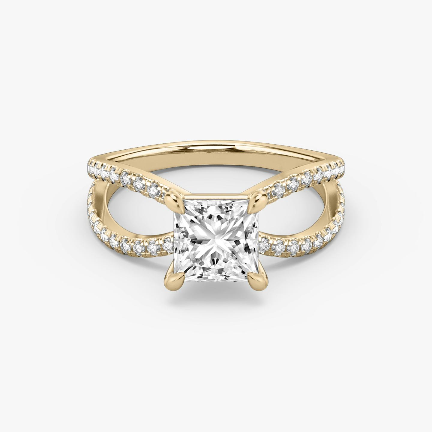 Duet | Princess | 14k | 14k Roségold | Ring: Ring mit doppeltem Pavé-Besatz | Diamantausrichtung: vertical | Karatgewicht: Gesamtbestand ansehen