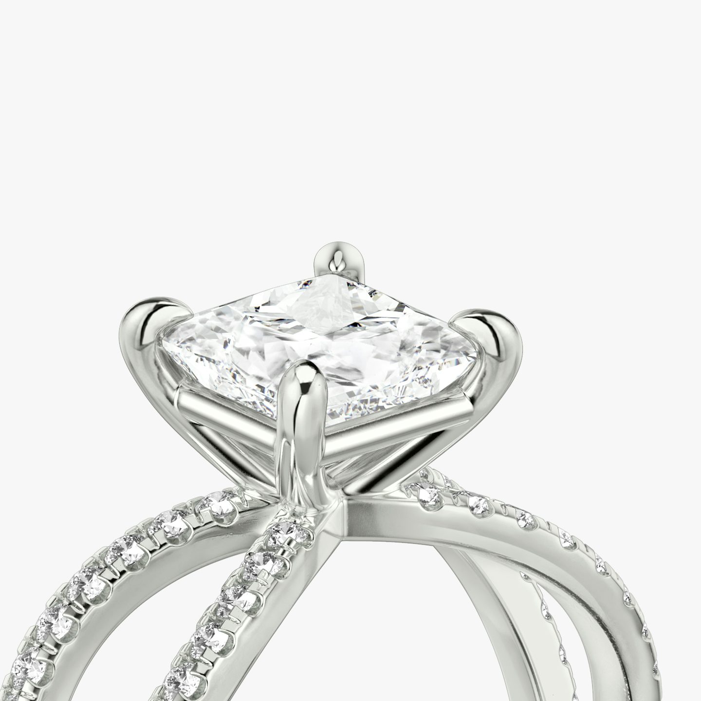 The Duet | Princess | Platinum | Band: Double pavé | Diamond orientation: vertical | Carat weight: See full inventory