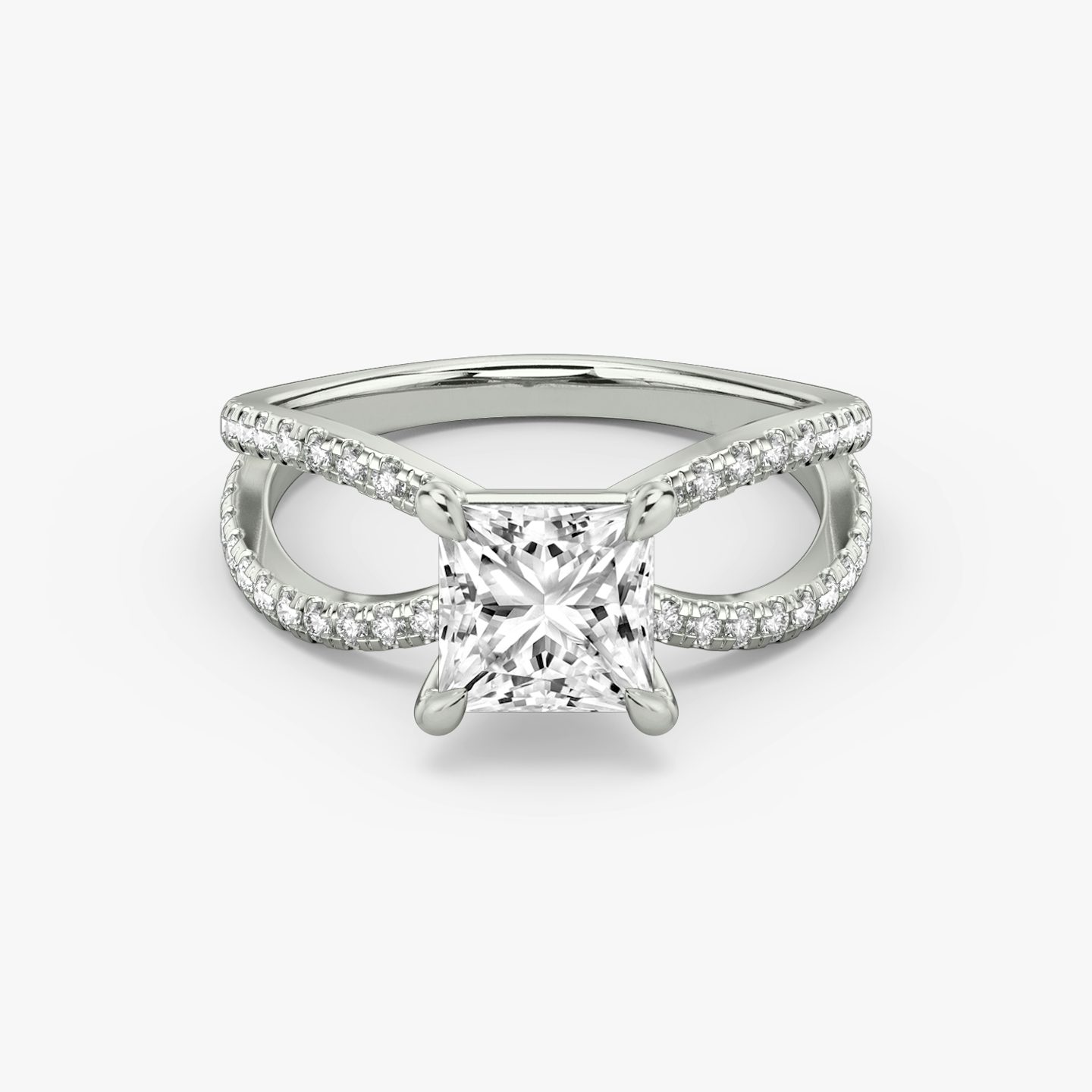 The Duet | Princess | 18k | 18k White Gold | Band: Double pavé | Diamond orientation: vertical | Carat weight: See full inventory
