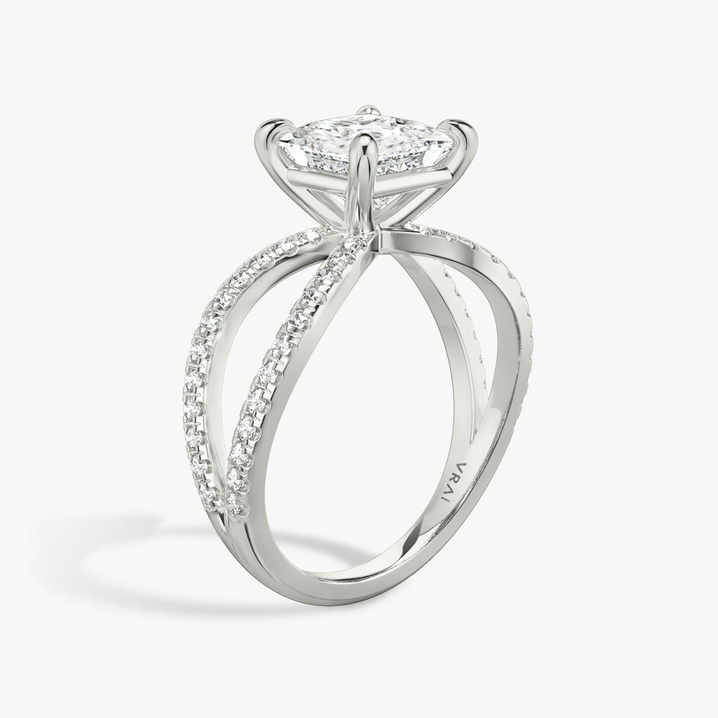 Duet | Princess | 18k | 18k Weißgold | Ring: Ring mit doppeltem Pavé-Besatz | Diamantausrichtung: vertical | Karatgewicht: Gesamtbestand ansehen