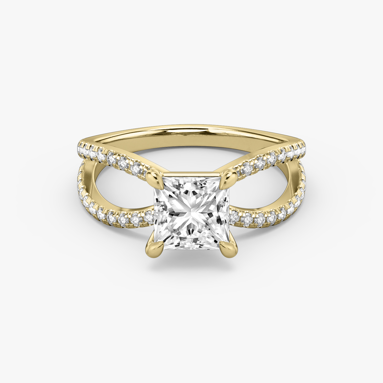 Duet Princess Engagement Ring | 18k Yellow Gold