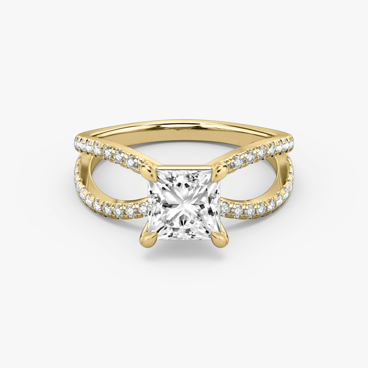 Duet Princess Engagement Ring | 18k Yellow Gold