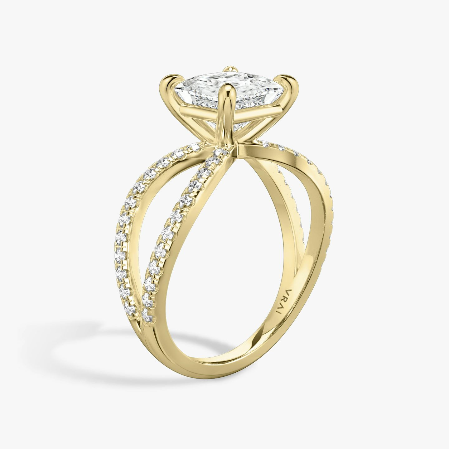 The Duet | Princess | 18k | 18k Yellow Gold | Band: Double pavé | Diamond orientation: vertical | Carat weight: See full inventory