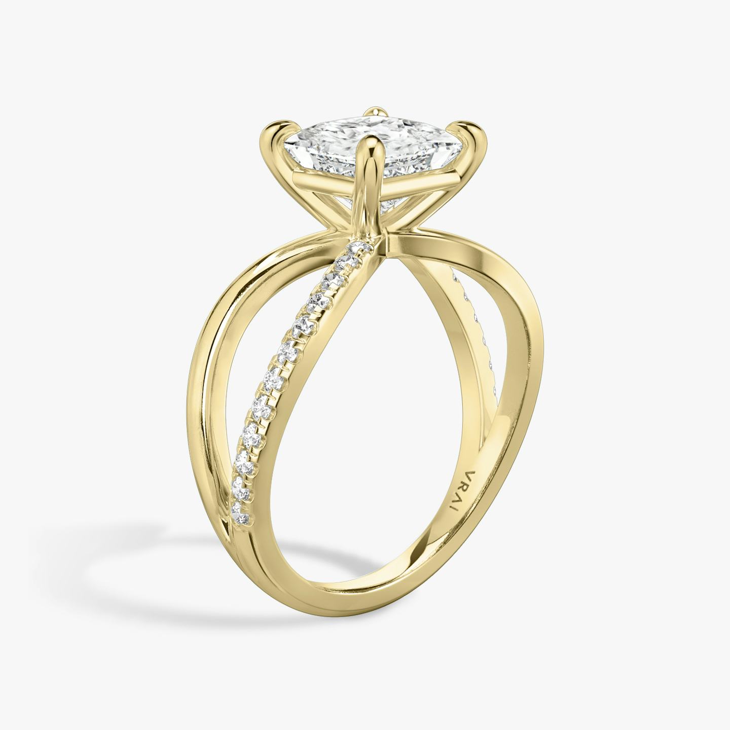 The Duet | Princess | 18k | 18k Yellow Gold | Band: Pavé | Diamond orientation: vertical | Carat weight: See full inventory