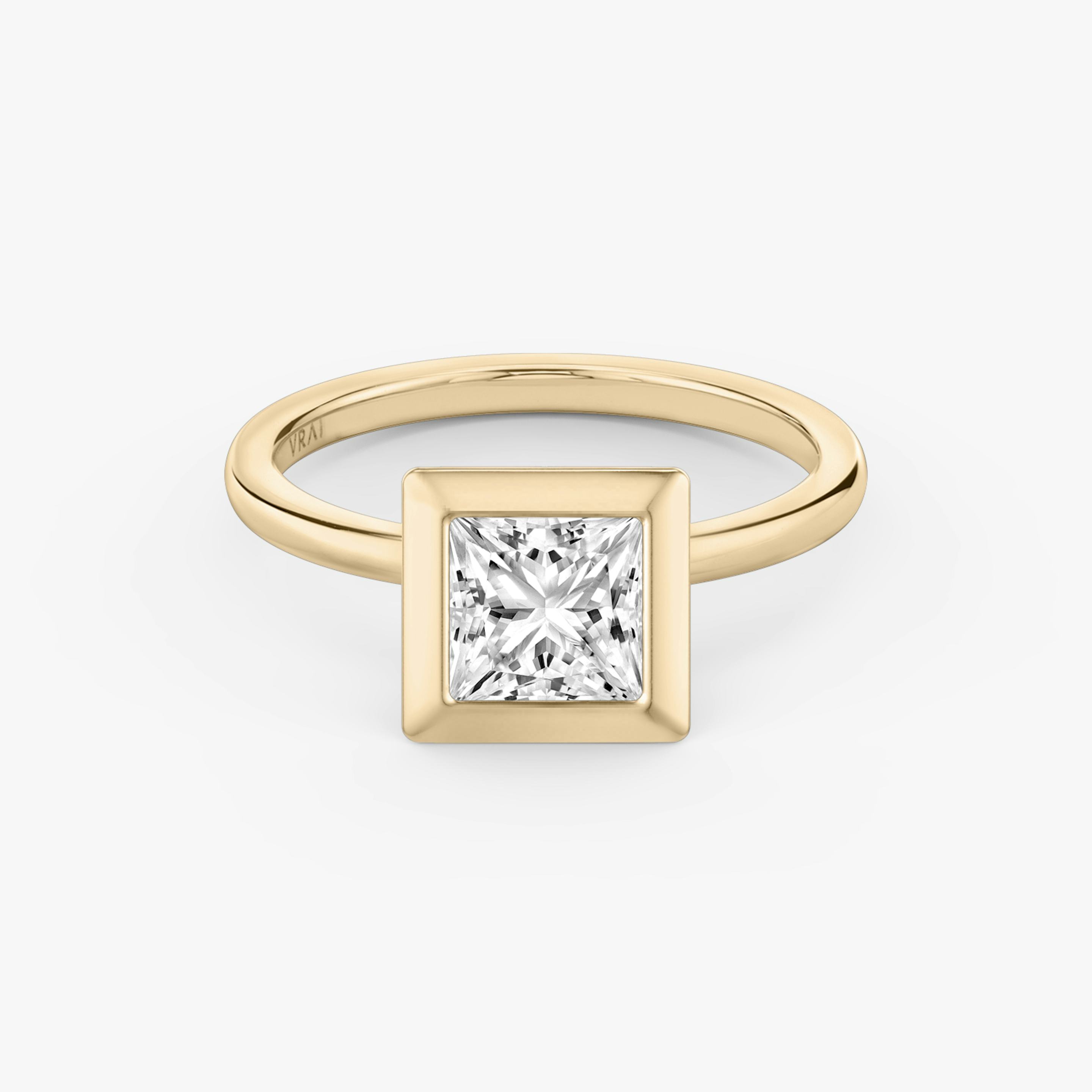 The Signature Bezel | Princess | 14k | 14k Rose Gold | Band: Plain | Diamond orientation: vertical | Carat weight: See full inventory
