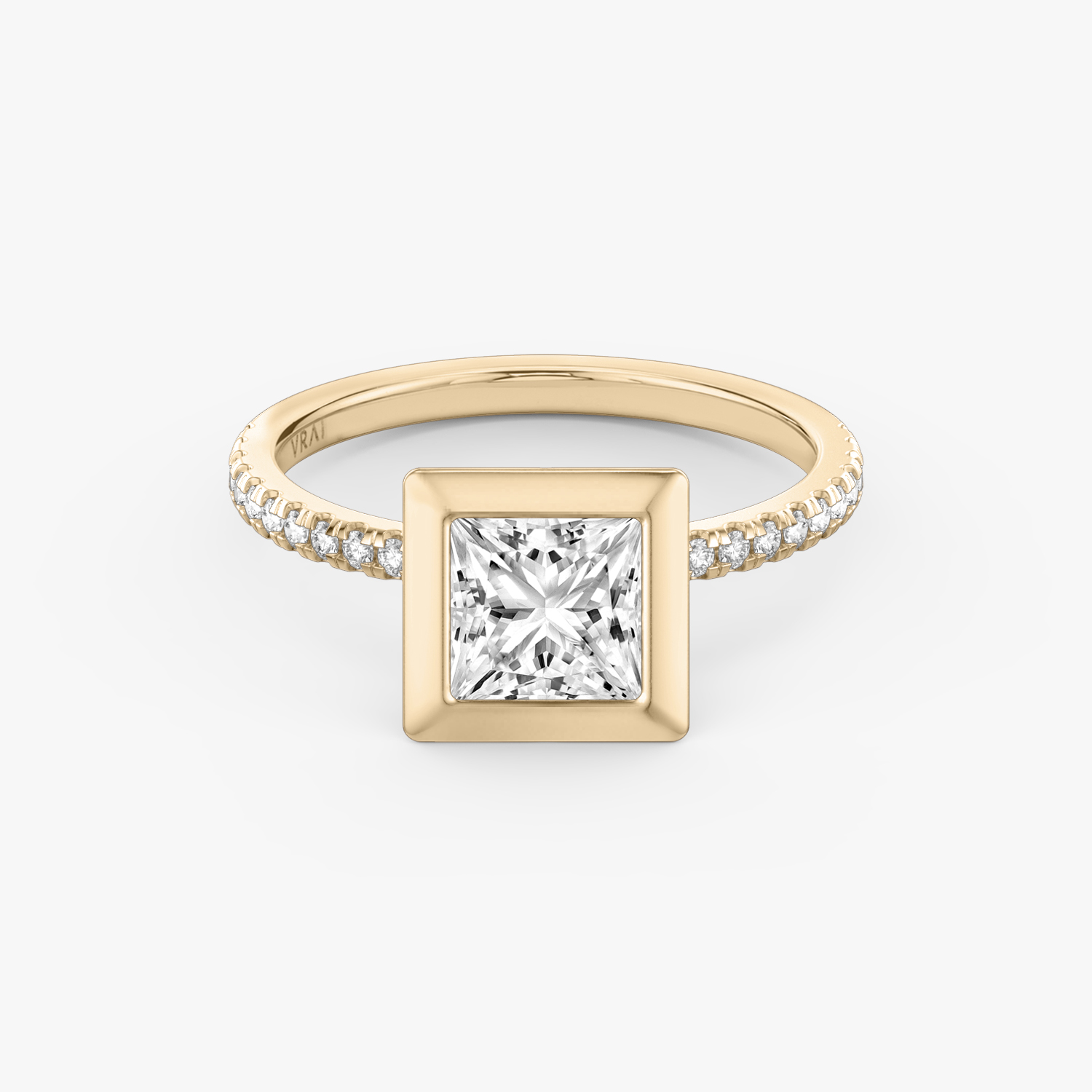 Signature Bezel Princess Engagement Ring | 14k Rose Gold