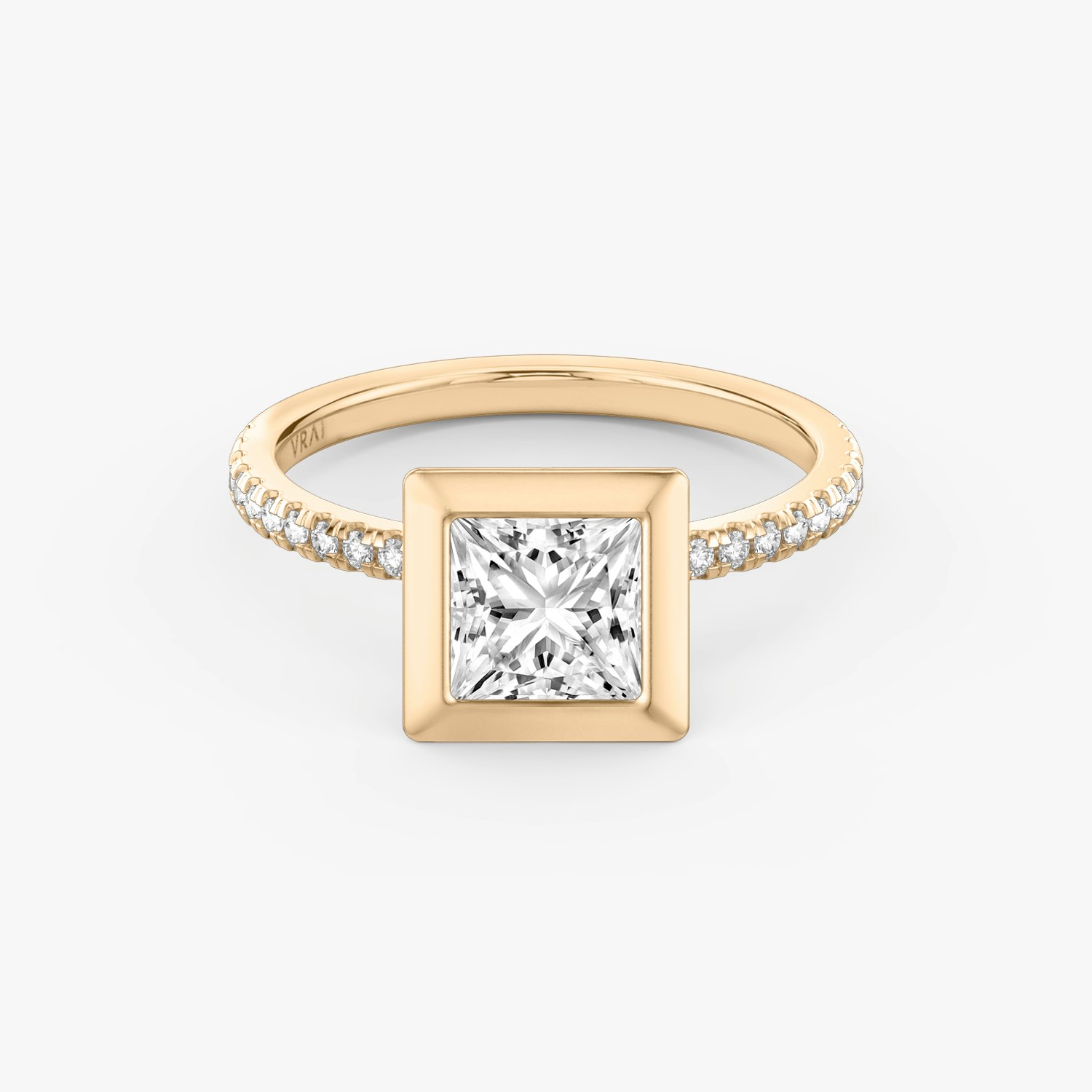 Signature Bezel Princess Engagement Ring | 14k Rose Gold