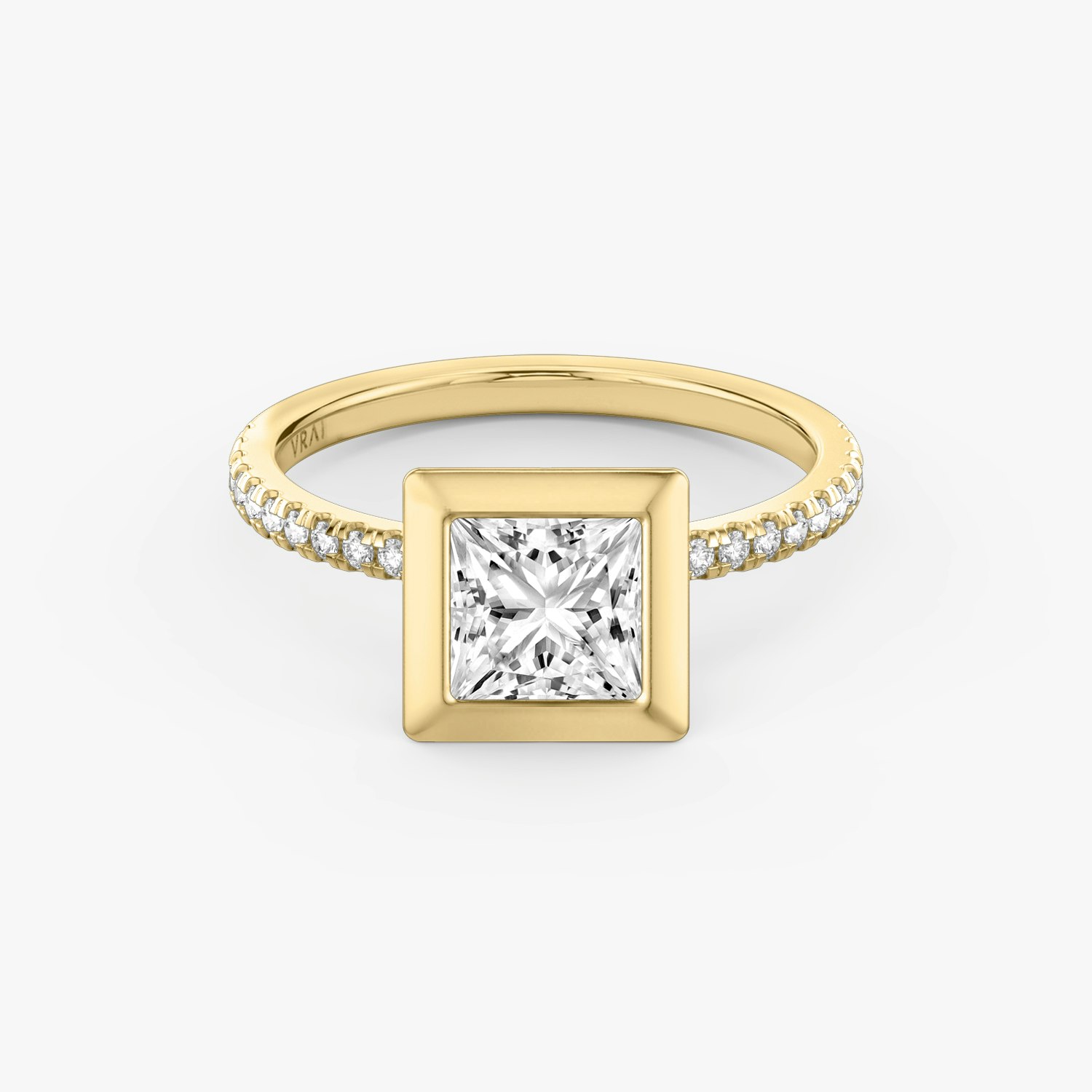 Signature Bezel Princess Engagement Ring | 18k Yellow Gold