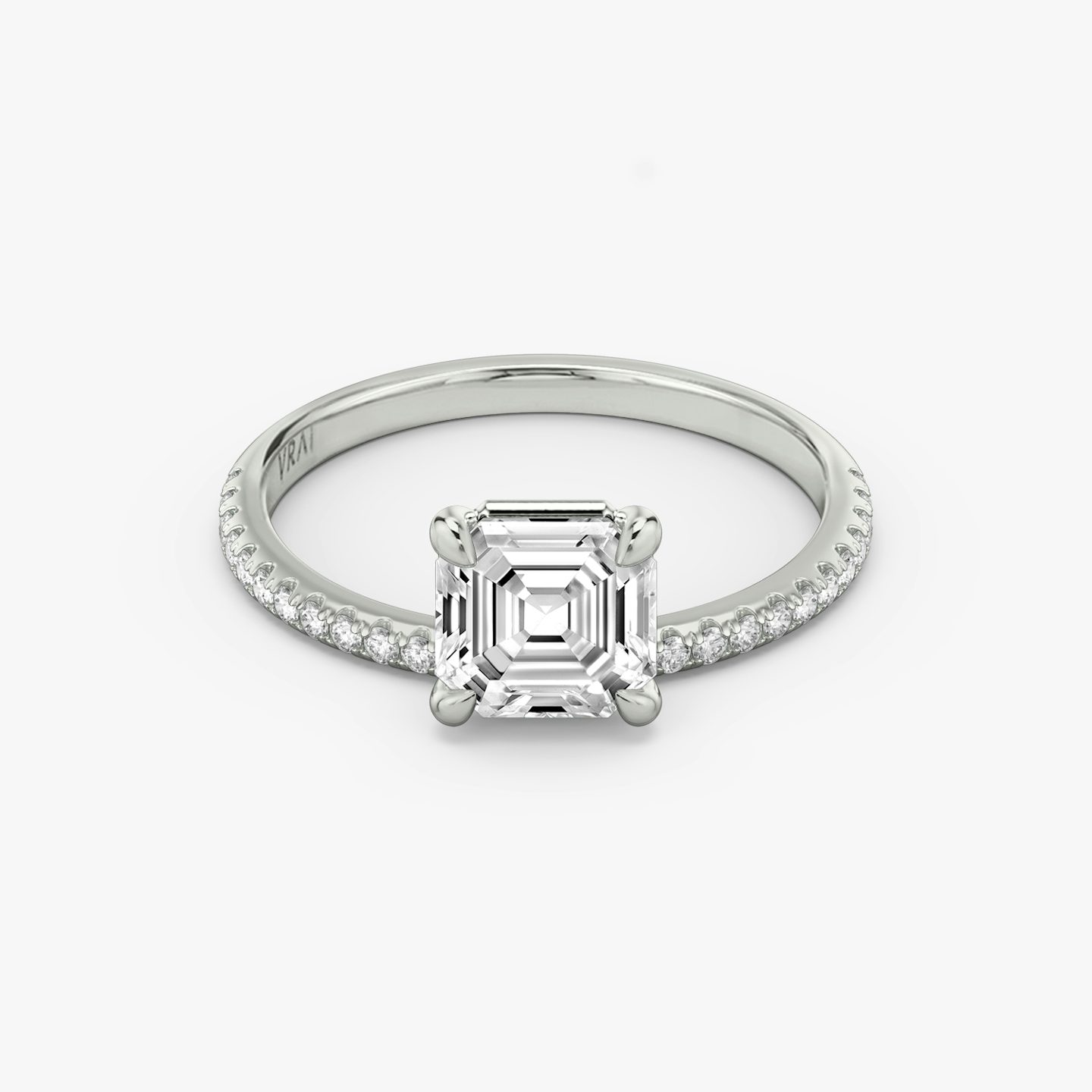 The Hover | Asscher | Platinum | Band: Pavé | Diamond orientation: vertical | Carat weight: See full inventory
