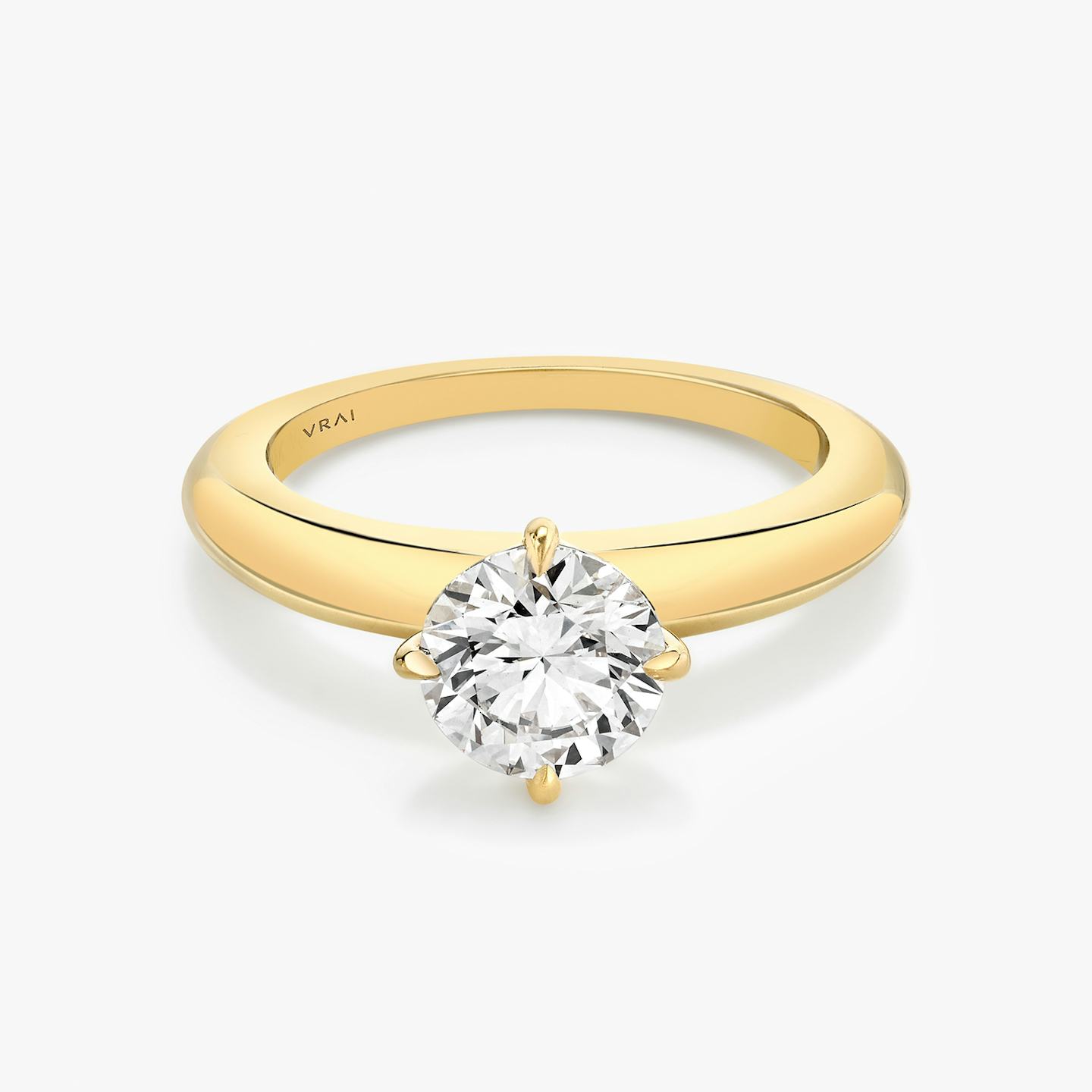 Bague de fiançailles Curator | Rond Brillant | 18k | Or jaune 18 carats | Anneau: Simple | Poids en carats: 1 | Orientation du diamant: vertical