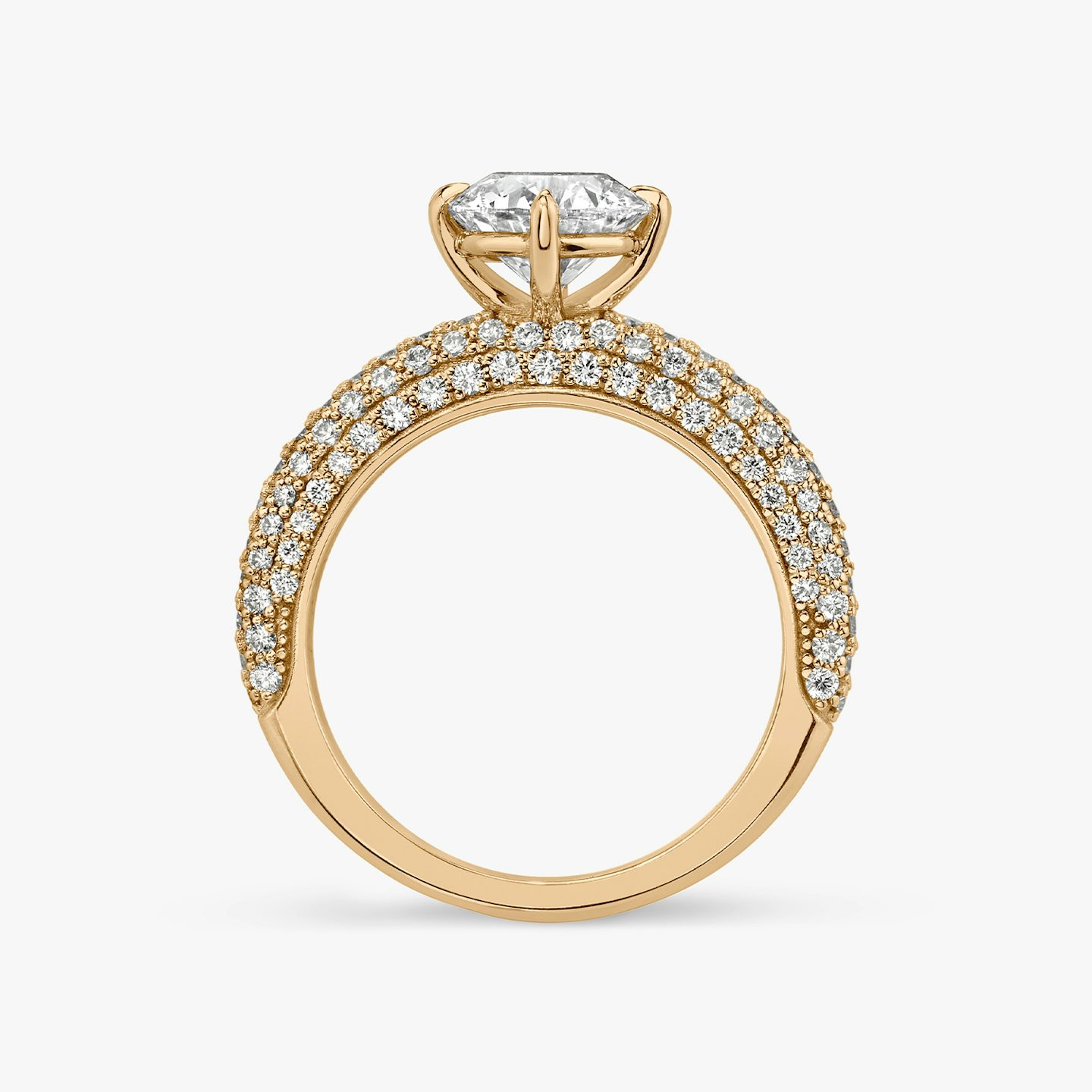 The Curator | Round Brilliant | 14k | 14k Rose Gold | Band: Pavé | Carat weight: 2 | Diamond orientation: vertical